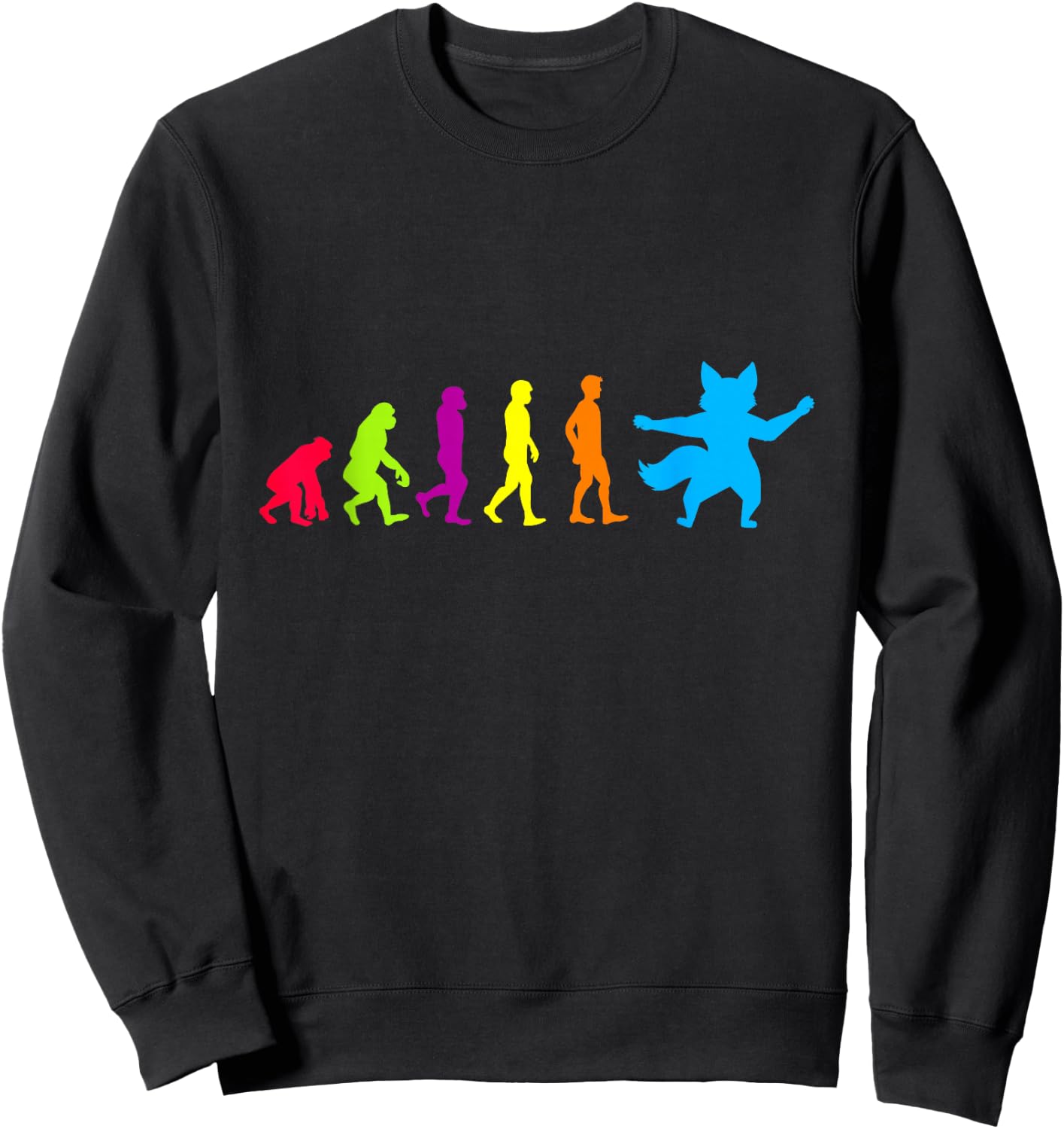 Furry Human Evolution Shirt Furry Shirt Outfit Furries Sweatshirt - Sweatshirt | Black