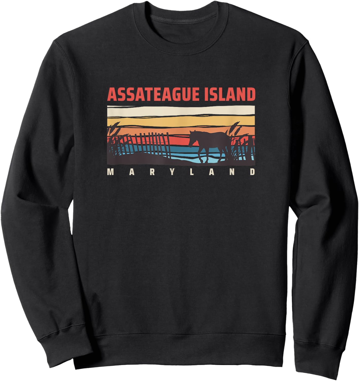 Assateague Island Wild Horse Pony Ponies Sweatshirt - Sweatshirt | Black