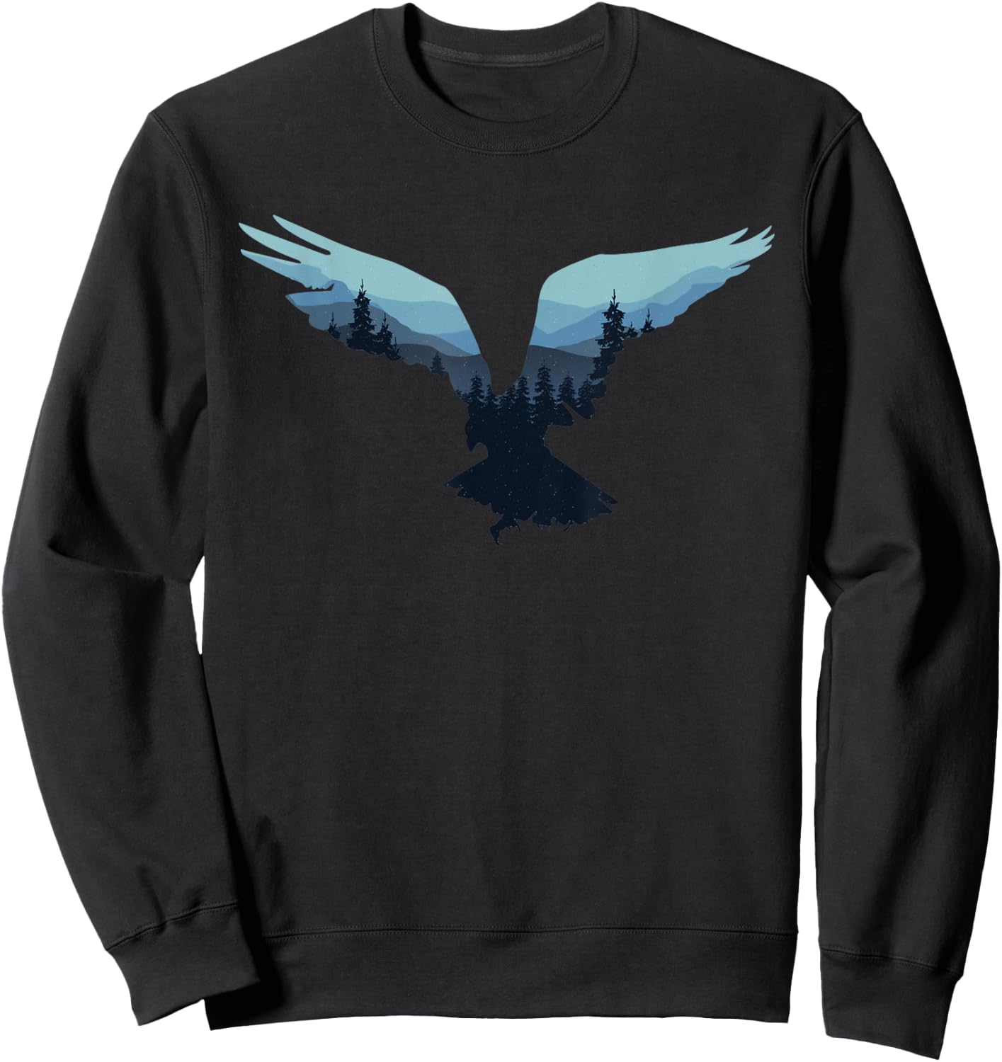 Beautiful Flying Eagle Night Sky Forest Bird Silhouette Sweatshirt - Sweatshirt | Black