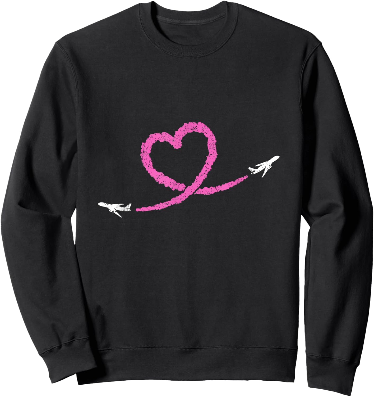 Valentine's Day Heart I Love Planes Flying Planes Sweatshirt - Sweatshirt | Black