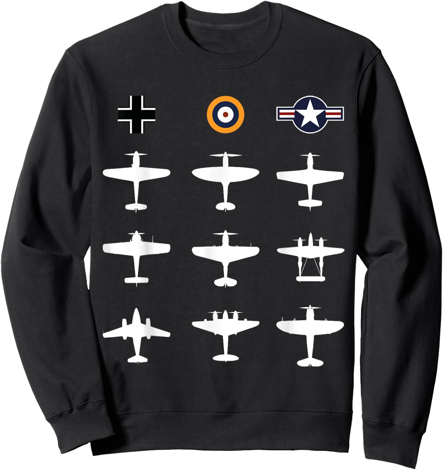 WW2 Warbird GATHERING Messerschmitt Mustang Spitfire Gift Sweatshirt - Sweatshirt | Black