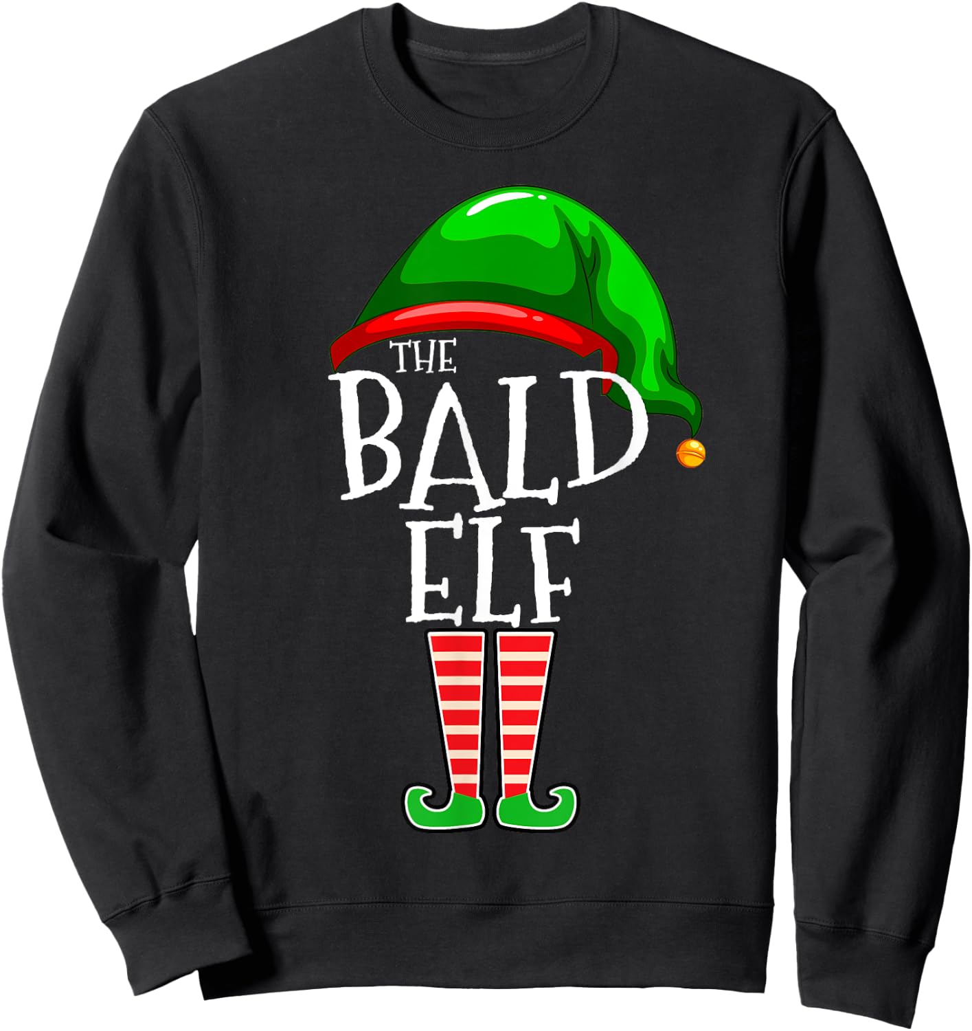 The Bald Elf Family Matching Group Christmas Gift Men Funny Sweatshirt - Sweatshirt | Black