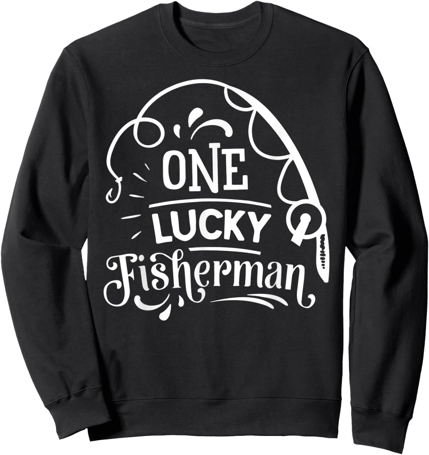 One Lucky Fisherman Matching Couples Fishing Sweatshirt - Sweatshirt | Black
