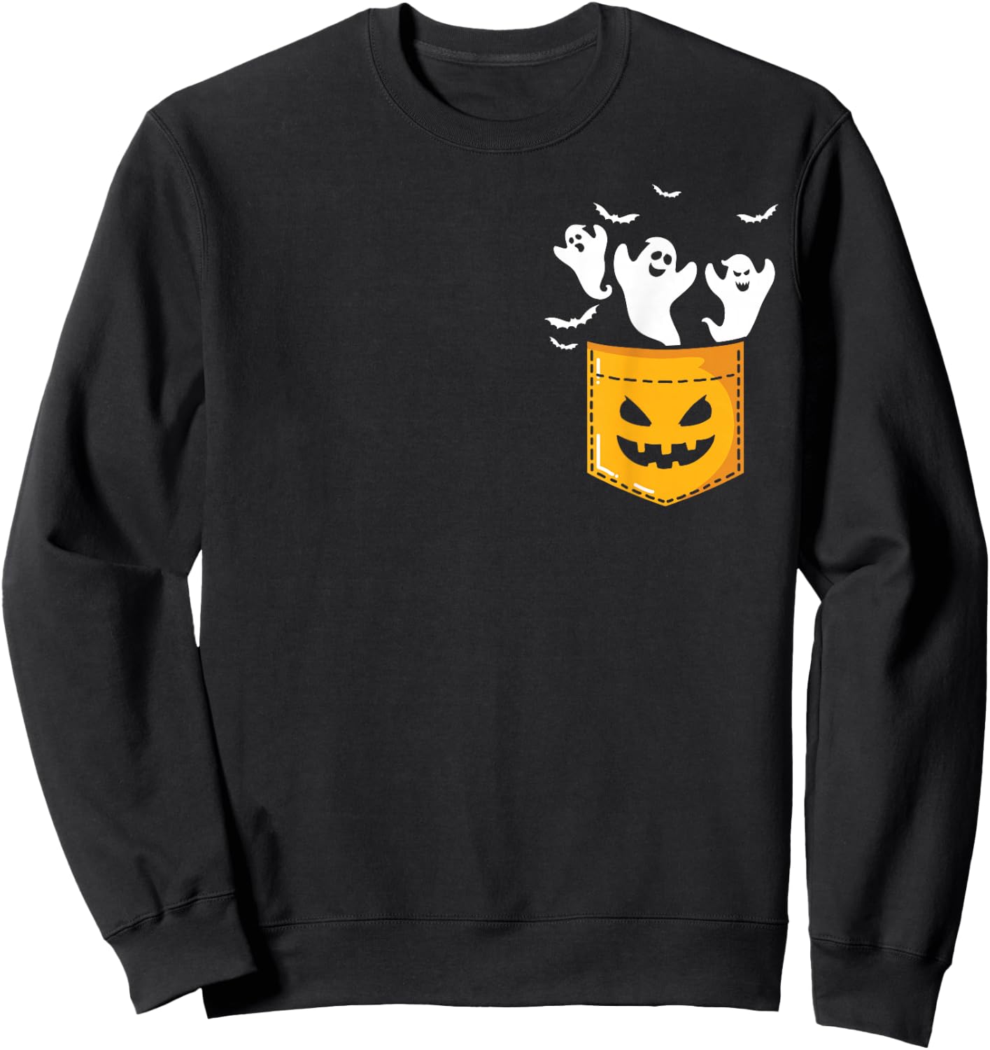 Halloween Pocket Ghosts Peeking Funny Sweatshirt - Sweatshirt | Black