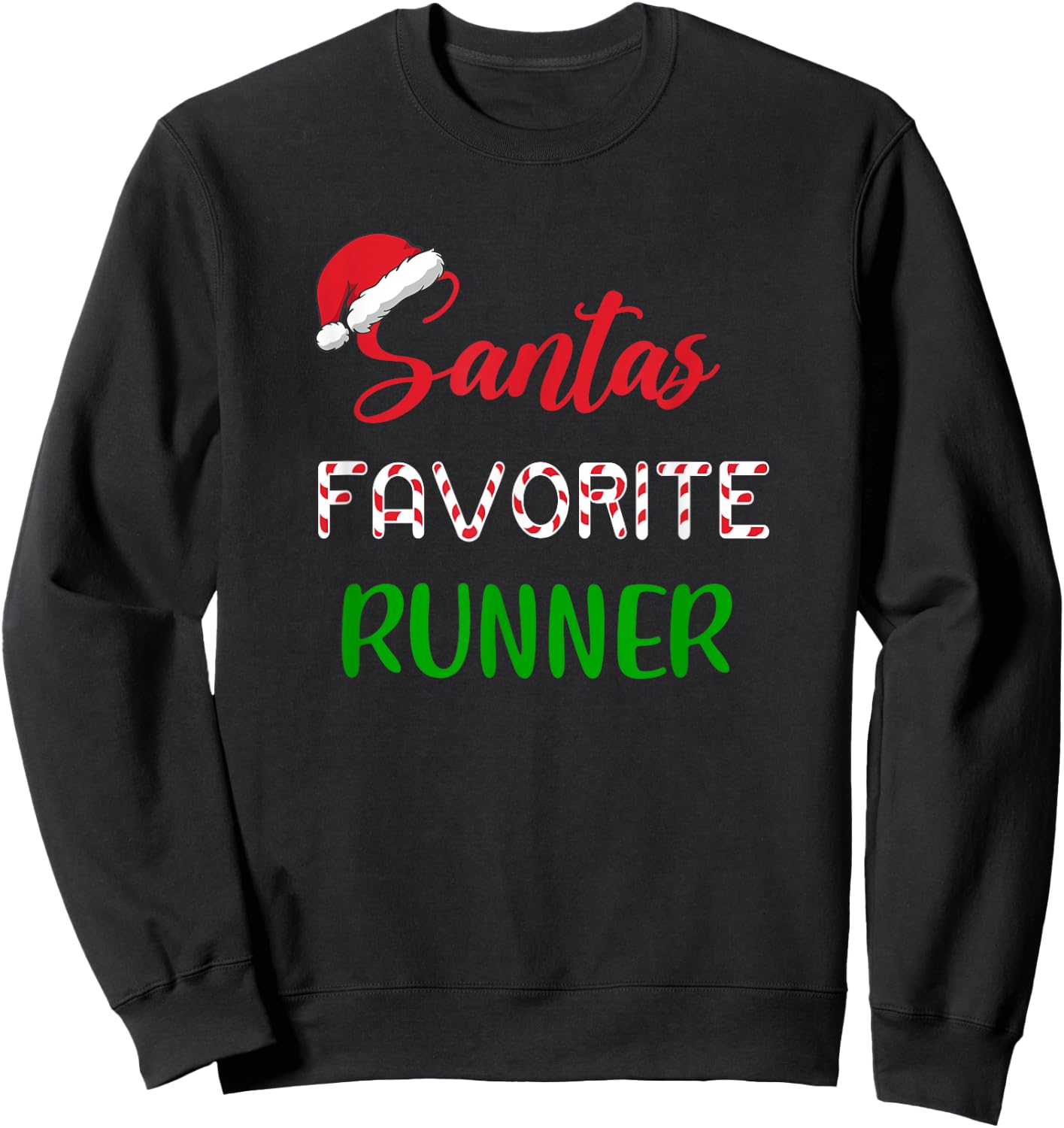 Santa's Favorite Runner Christmas Cross Country Sweatshirt - Sweatshirt | Black