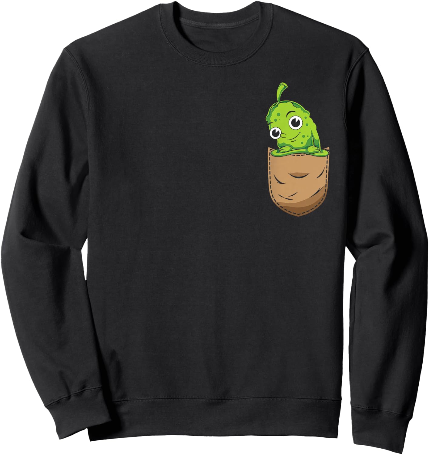 Cute Pocket Pickle Cucumber Vegetable Lover Funny Pickle Sweatshirt - Sweatshirt | Black