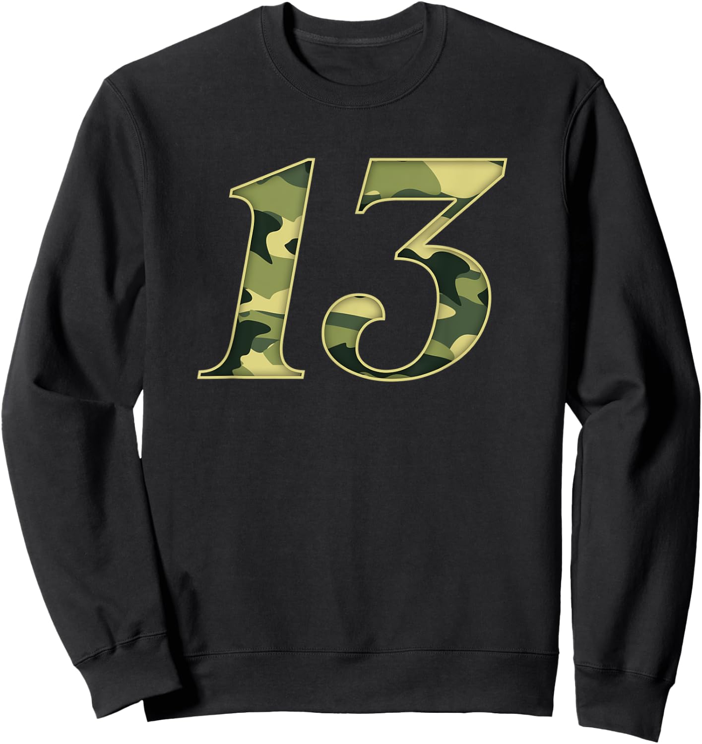 13th Birthday Soldier 13 Years Boy Girl Military Themed Camo Sweatshirt - Sweatshirt | Black