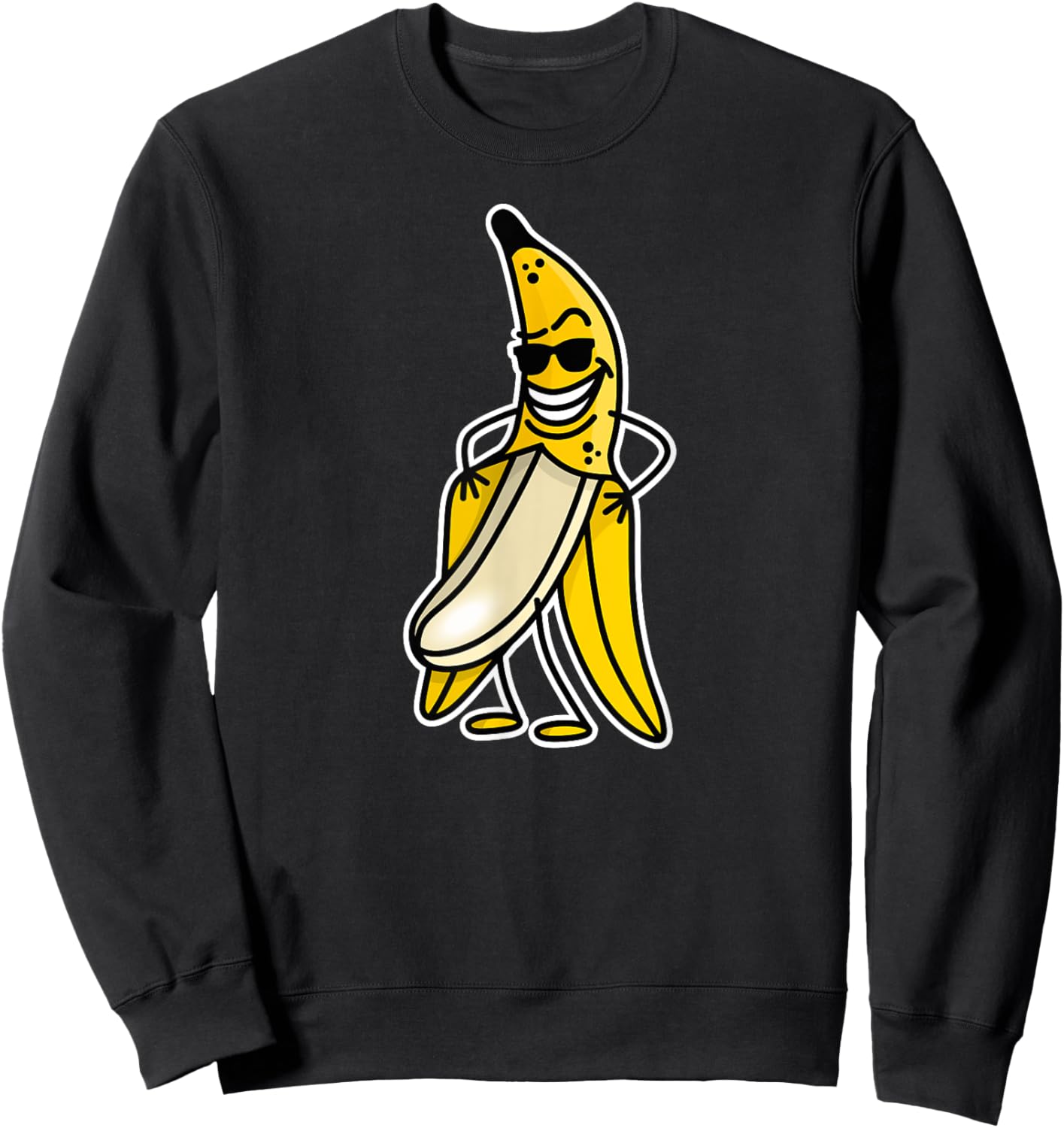 Funny naked banana flashing banana stripper streaker cartoon Sweatshirt - Sweatshirt | Black