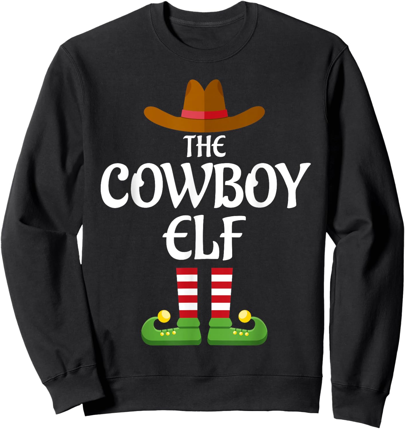 Cowboy Elf Family Matching Group Christmas Country Sweatshirt - Sweatshirt | Black