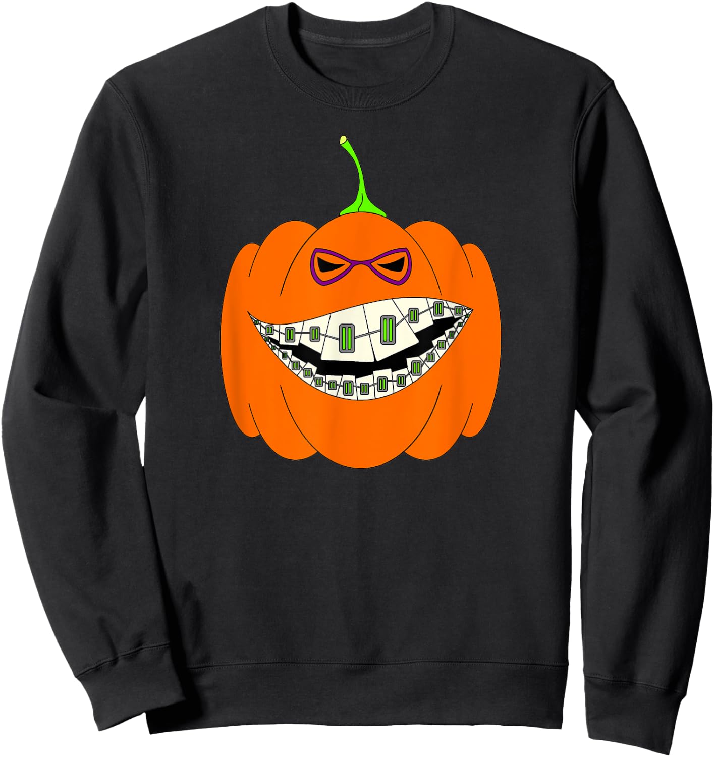 Halloween Pumpkin Braces Orthodontics Horror Dentist Sweatshirt - Sweatshirt | Black