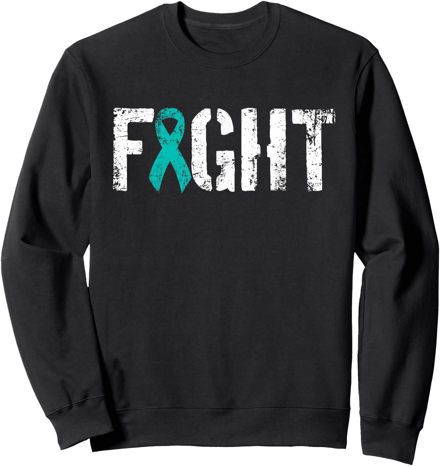 Fight Ovarian Cancer - Military Style Awareness Ribbon Sweatshirt - Sweatshirt | Black