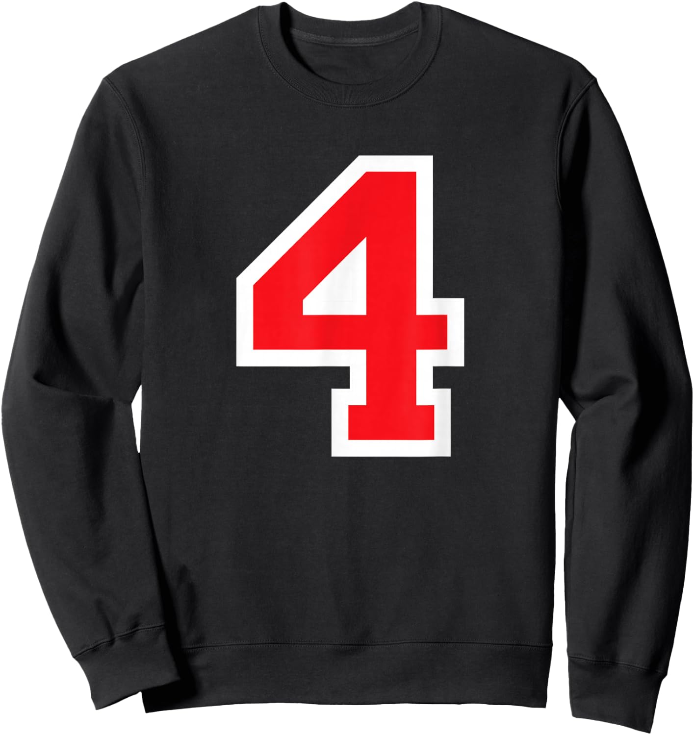 Jersey Uniform Number #4 Red Team Block Lettering, 4th Place Sweatshirt - Sweatshirt | Black