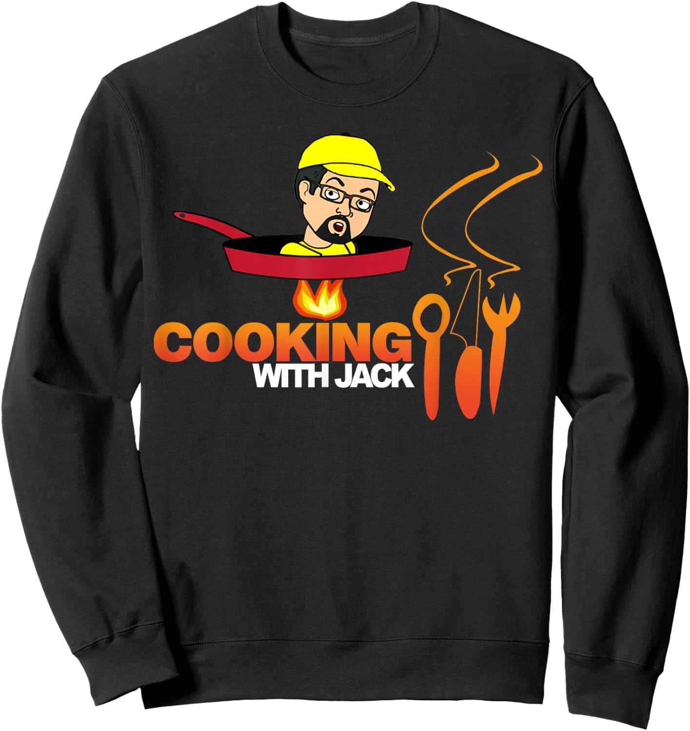 Official Cooking With Jack Shirt (white letters) Sweatshirt - Sweatshirt | Black