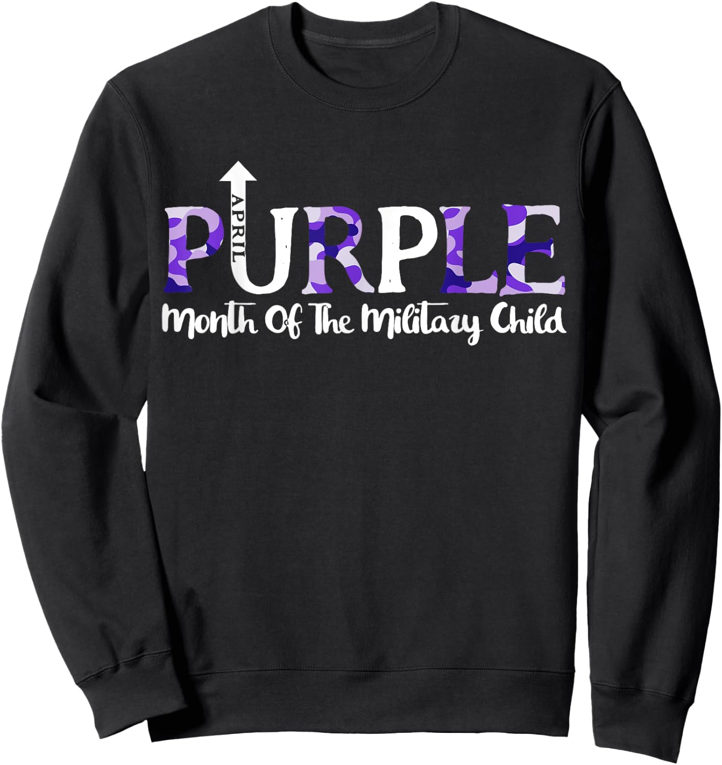 Purple Up T Shirt Month Of Military Child Kids Awareness Sweatshirt - Sweatshirt | Black