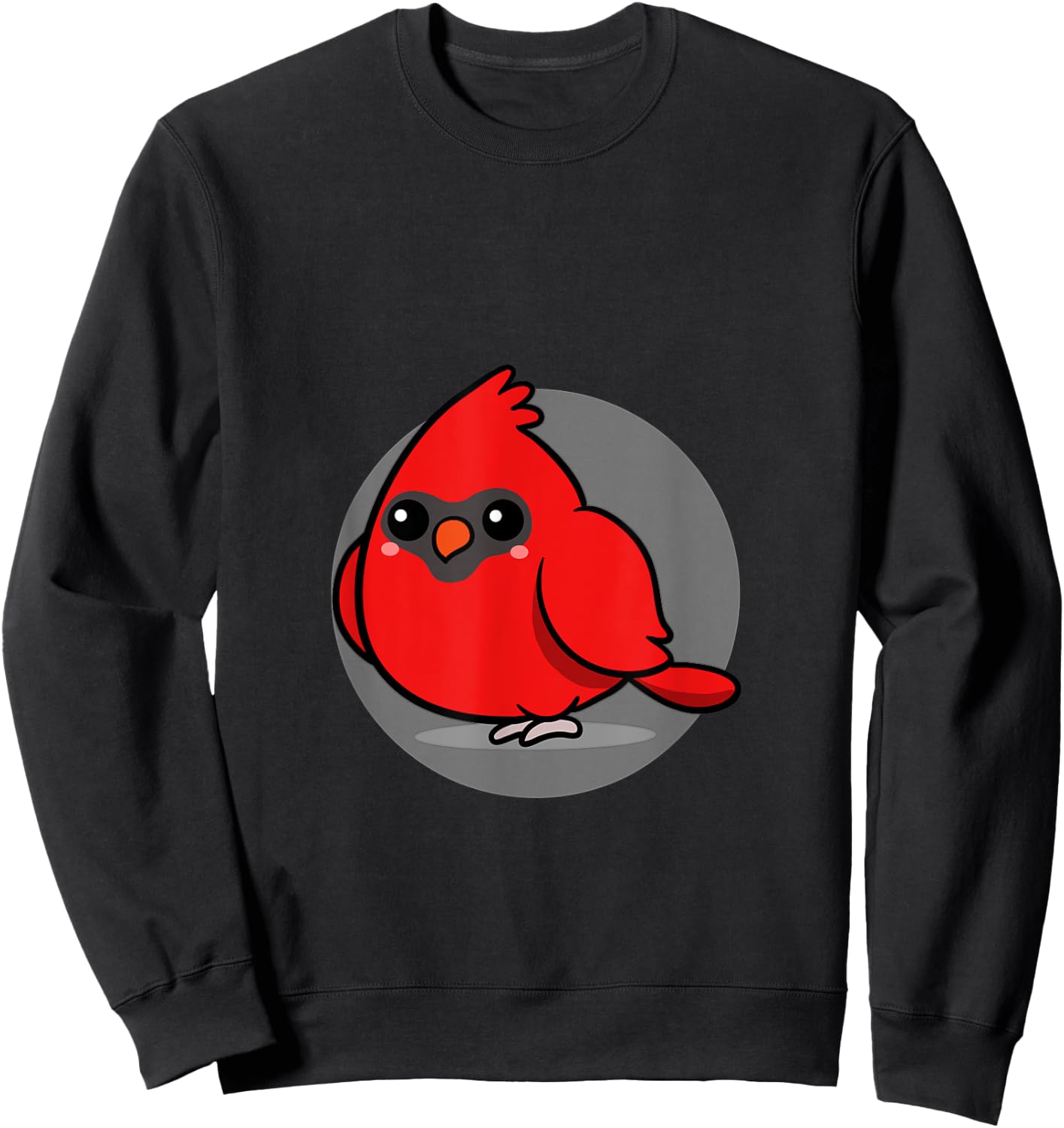 Cute Kawaii Aesthetic Northen Cardinal Bird Sweatshirt - Sweatshirt | Black