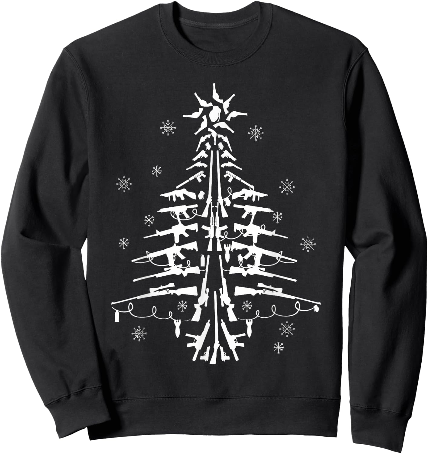 Guns Christmas Tree Xmas Gifts Military Veteran Sweatshirt - Sweatshirt | Black