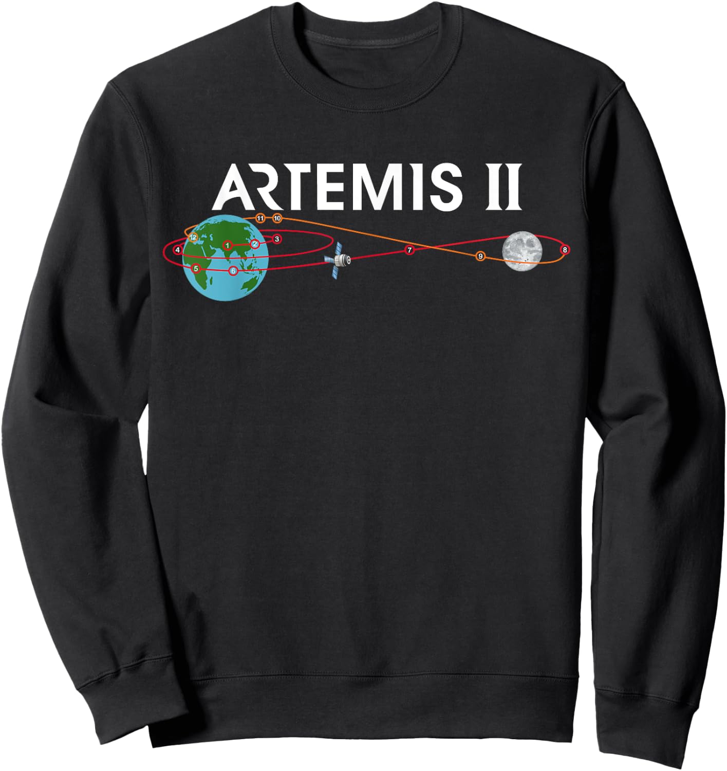 Artemis 2 Route Map SLS Rocket Launch Mission To The Moon Sweatshirt - Sweatshirt | Black