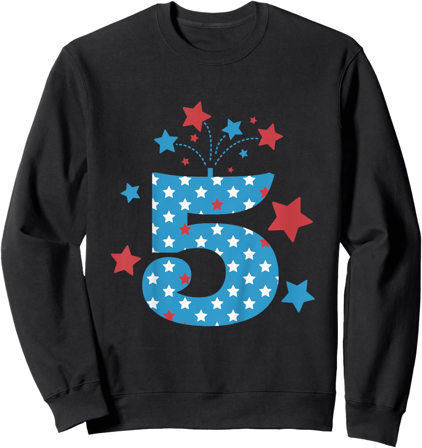 Red, White and Five - 5th Birthday Patriotic Firecrackers Sweatshirt - Sweatshirt | Black