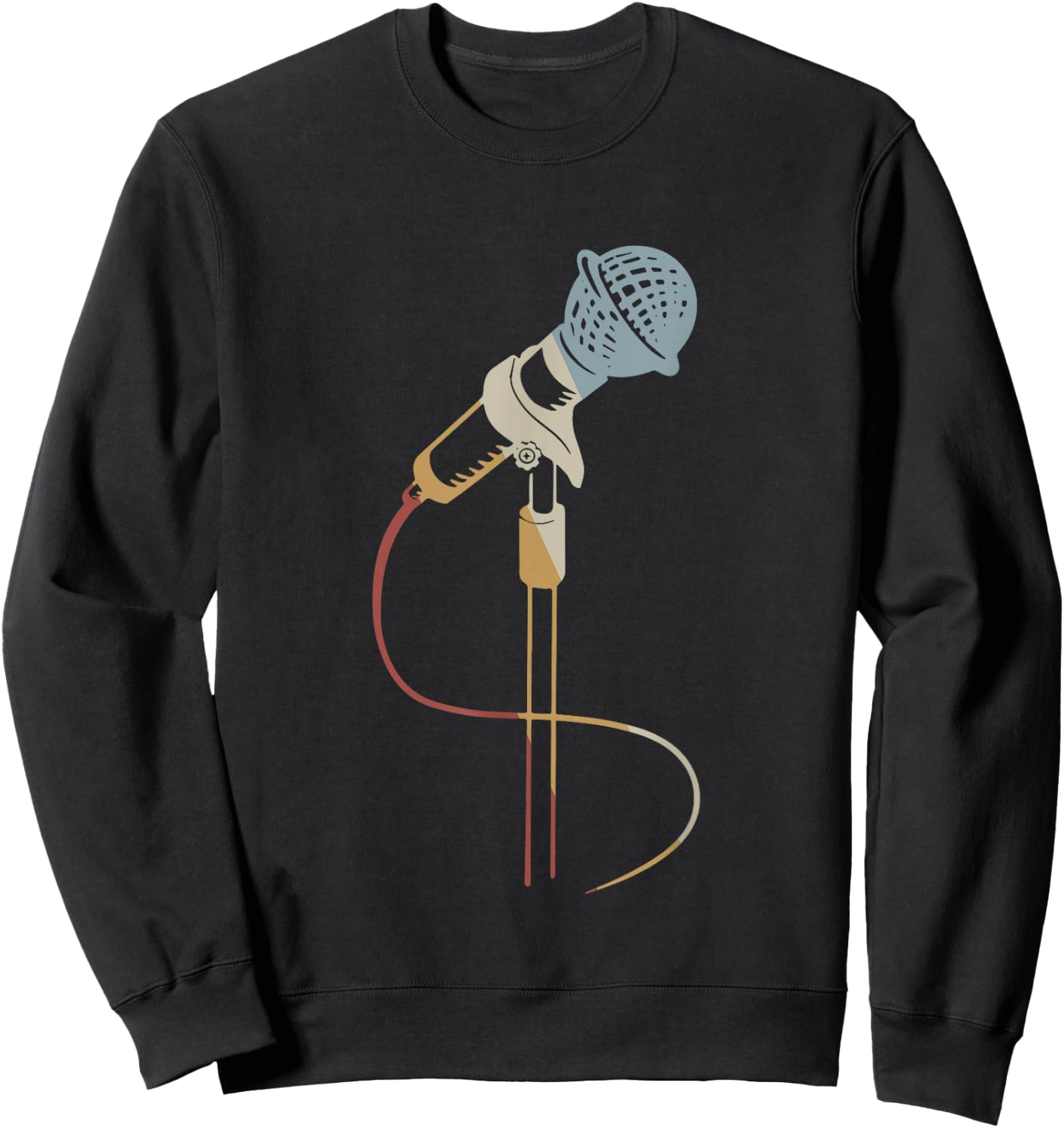 Microphone Retro Style Vintage Sweatshirt - Sweatshirt | Black