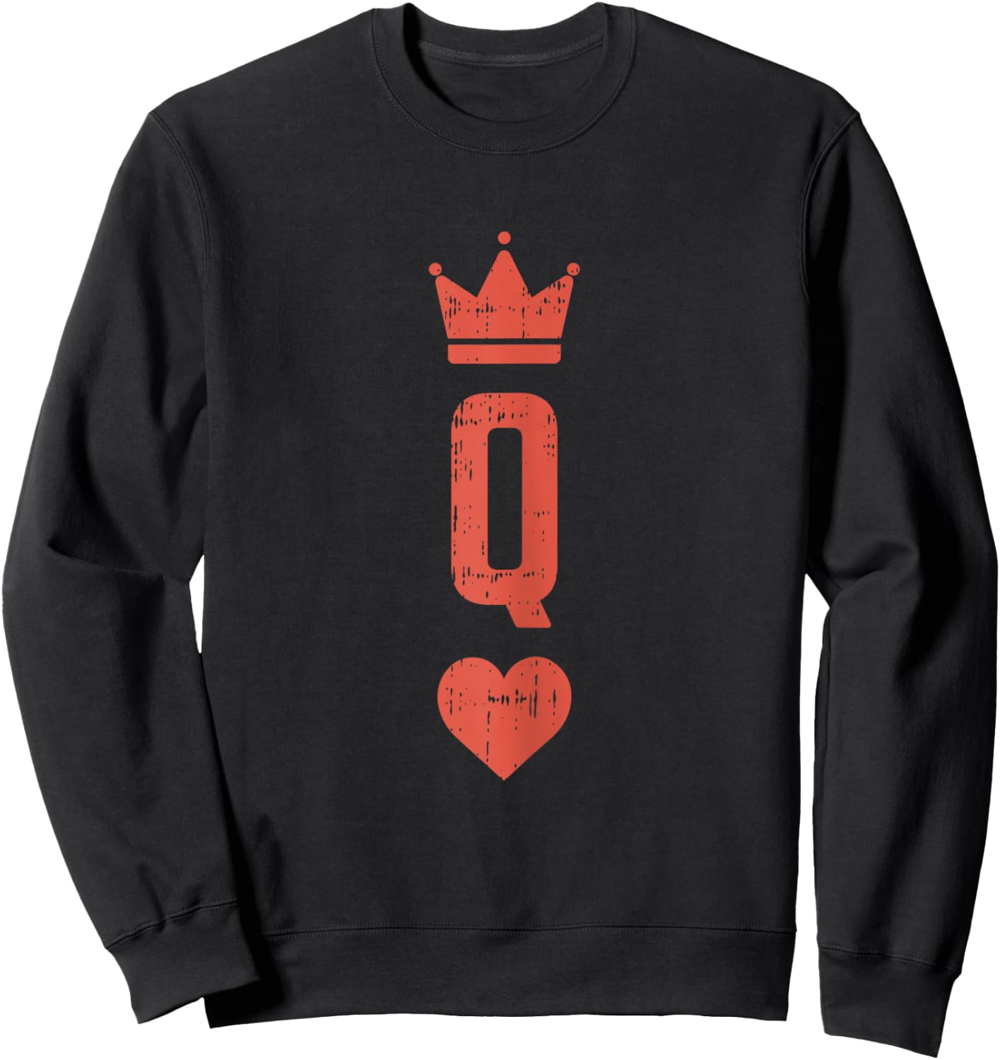 Queen Of Hearts Card Matching Halloween Costume For Couples Sweatshirt - Sweatshirt | Black