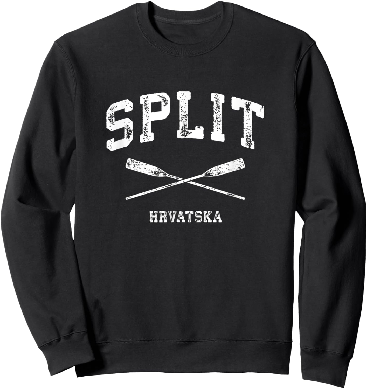 Split Croatia Vintage Nautical Crossed Oars Sweatshirt - Sweatshirt | Black