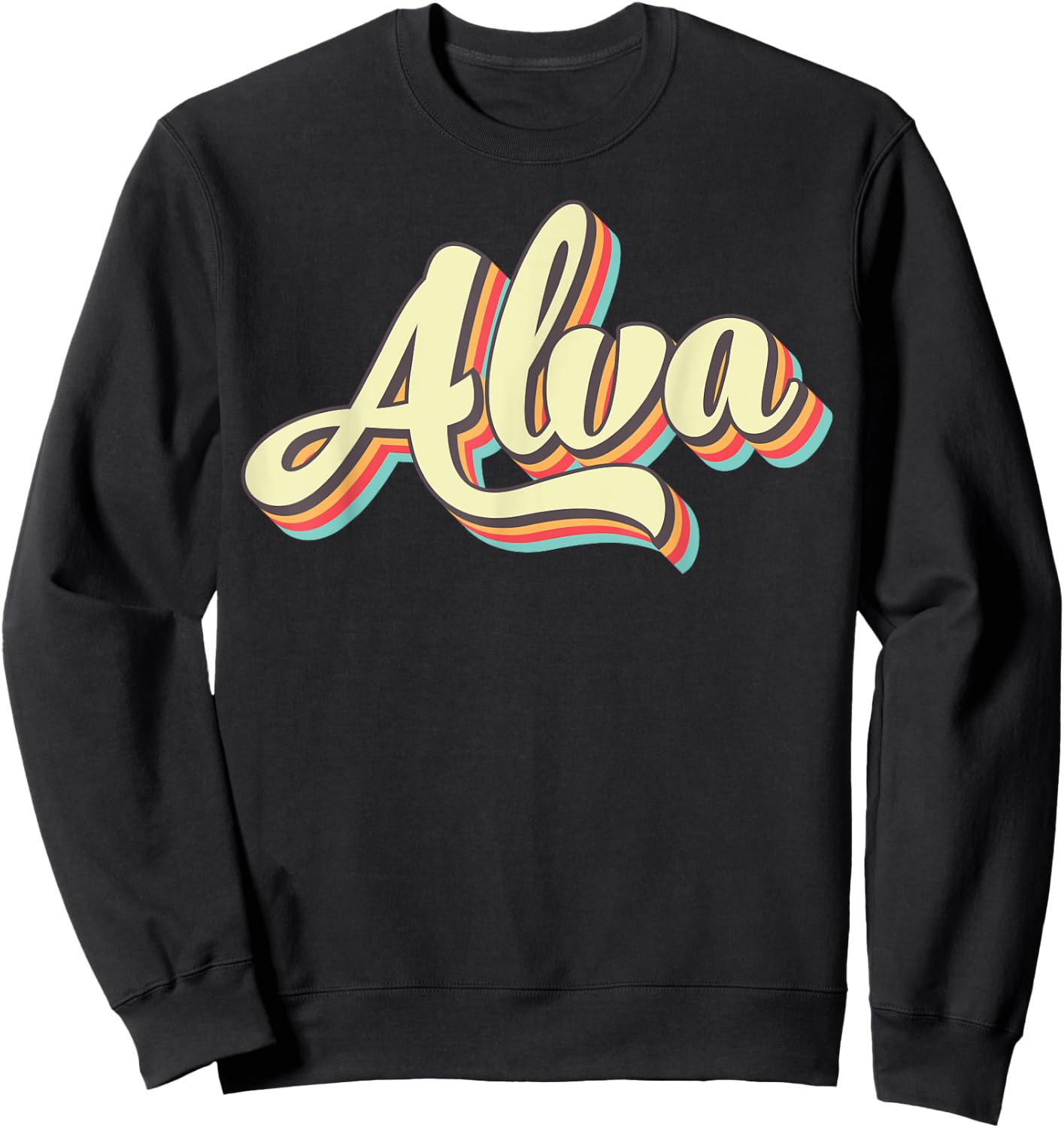 Alva Retro Art Baseball Font Vintage Sweatshirt - Sweatshirt | Black