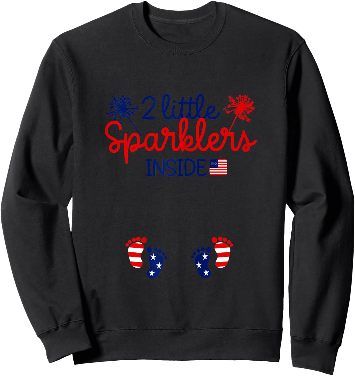 Twin Pregnancy 4th of July Pregnant Mom Baby Announcement Sweatshirt - Sweatshirt | Black