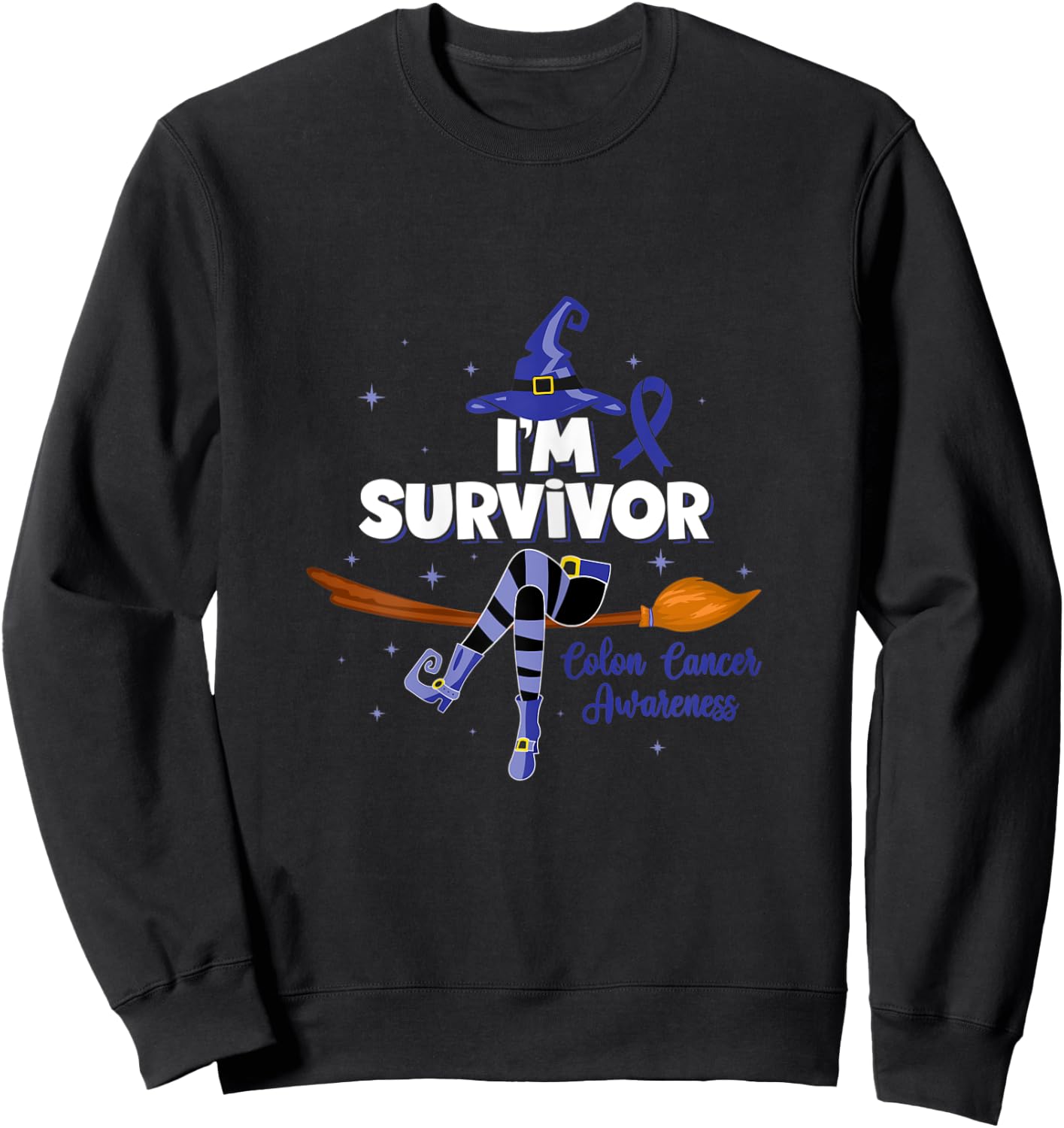 Witch I'm a Survivor Colon Cancer Spooky Halloween Sweatshirt - Sweatshirt | Black