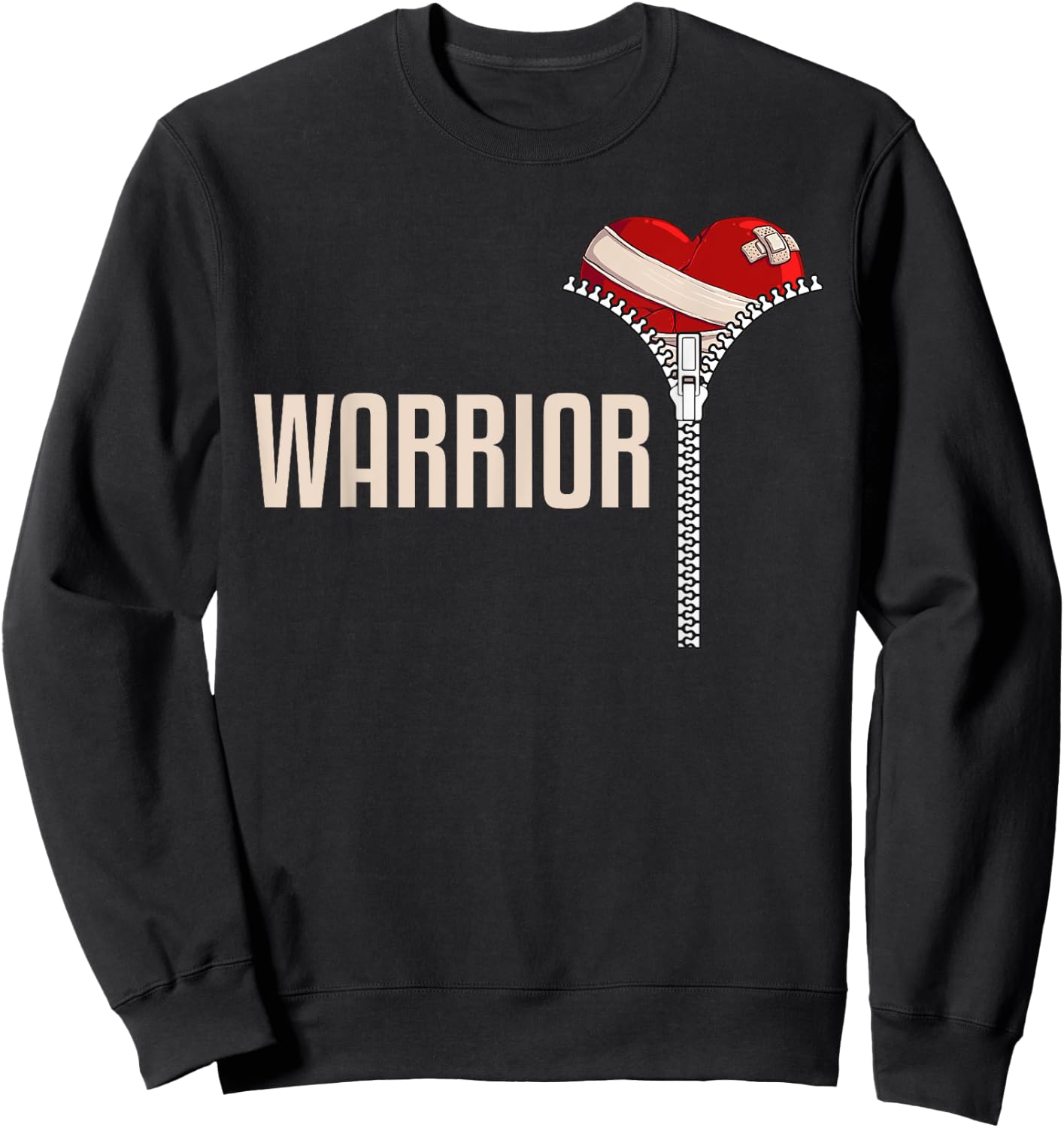 Funny Open Heart Surgery Recovery Art Women Warrior Sweatshirt - Sweatshirt | Black