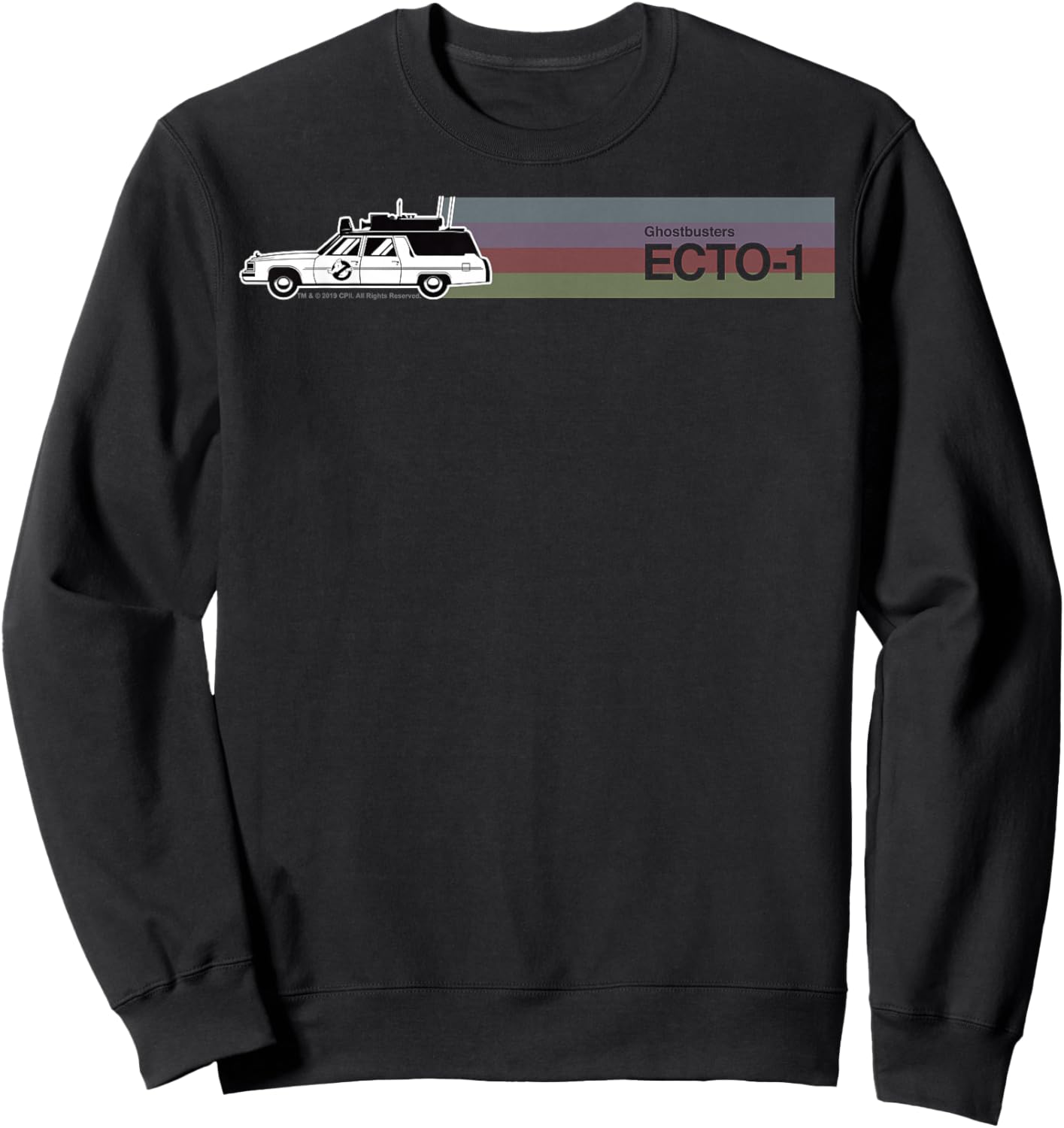 Ghostbusters ECTO-1 Colourful Striped Rainbow Portrait Sweatshirt - Sweatshirt | Black