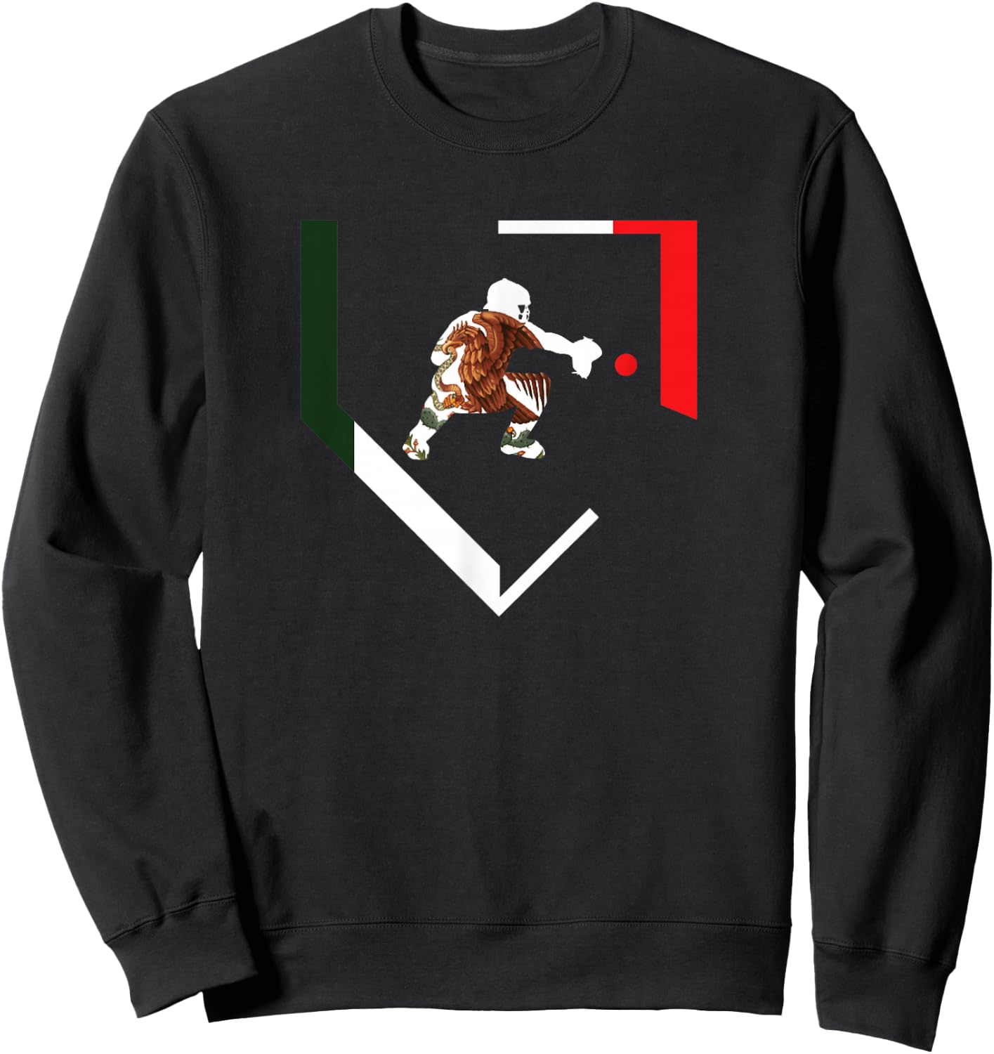 Mexico Baseball Hind Catcher Mexican Flag Little Leaguer Mex Sweatshirt - Sweatshirt | Black