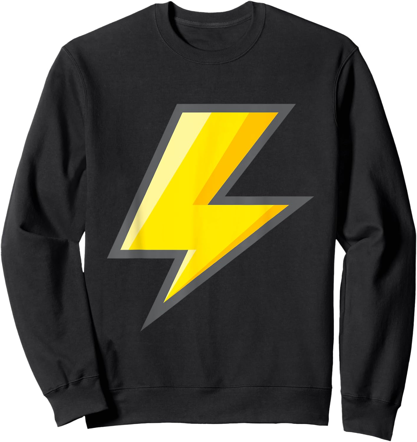 Yellow Lightning Bolt Easy Halloween Costume Sweatshirt - Sweatshirt | Black