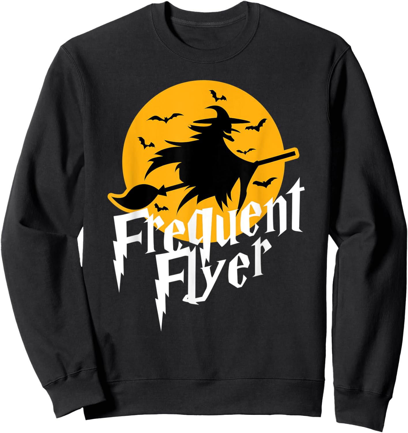 Frequent Flyer Cute Witch Halloween Sweatshirt - Sweatshirt | Black
