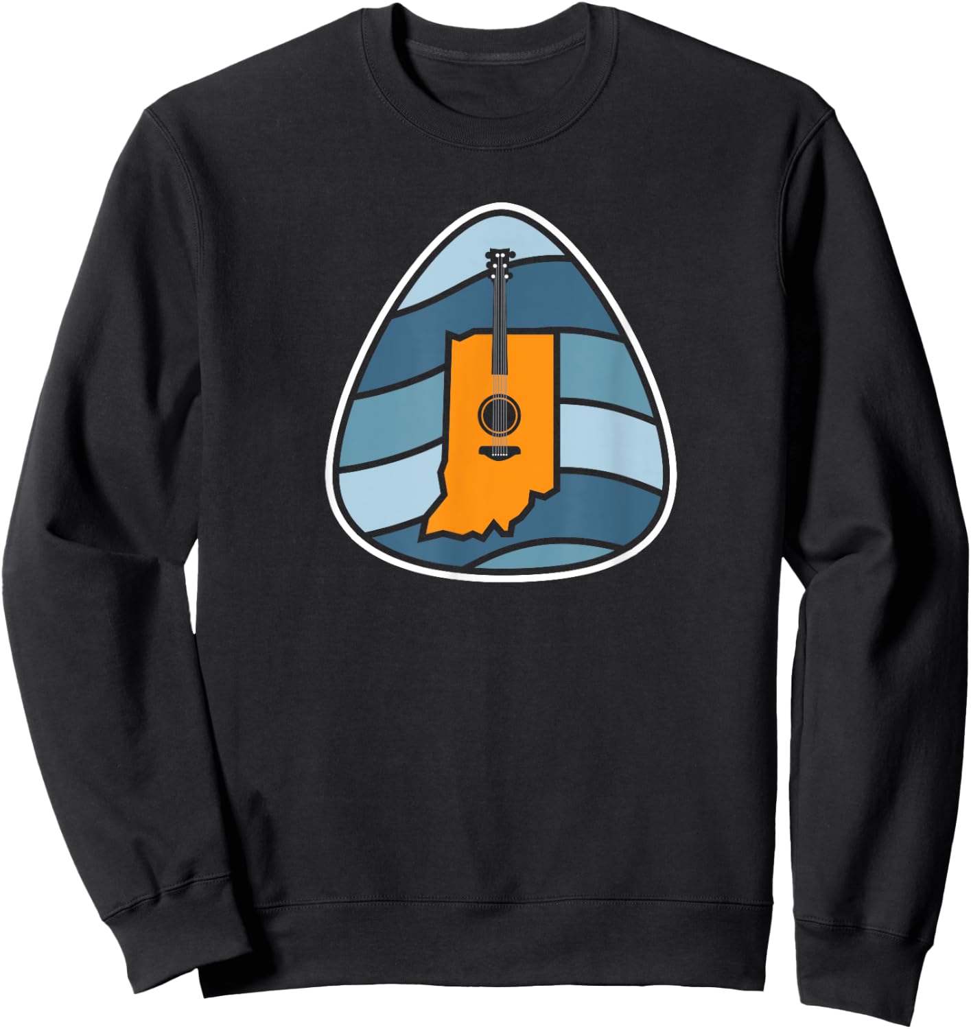 Retro Indiana Music Acoustic Guitar Rock Sweatshirt - Sweatshirt | Black