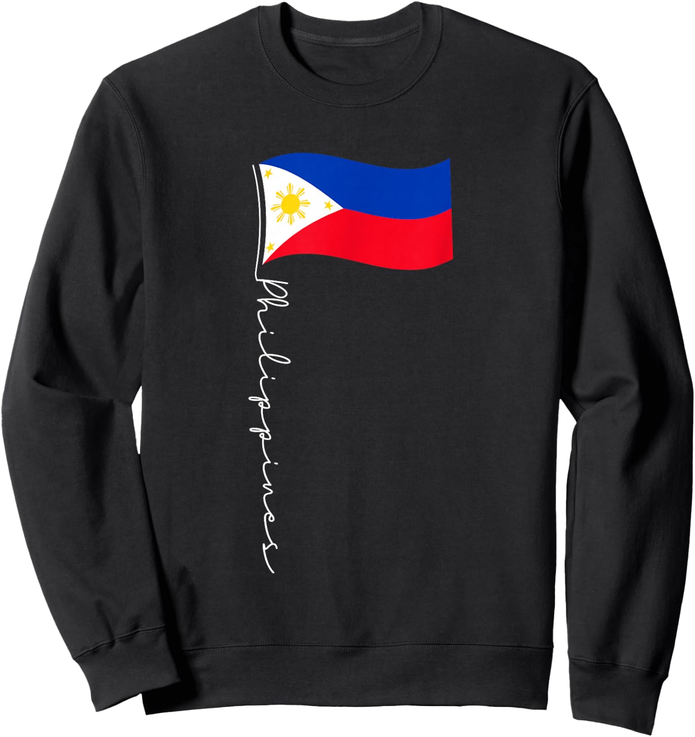 Family Heritage Gifts Philippines Signature Flag Pole - Elegant Filipino Flag Sweatshirt - Sweatshirt | Black
