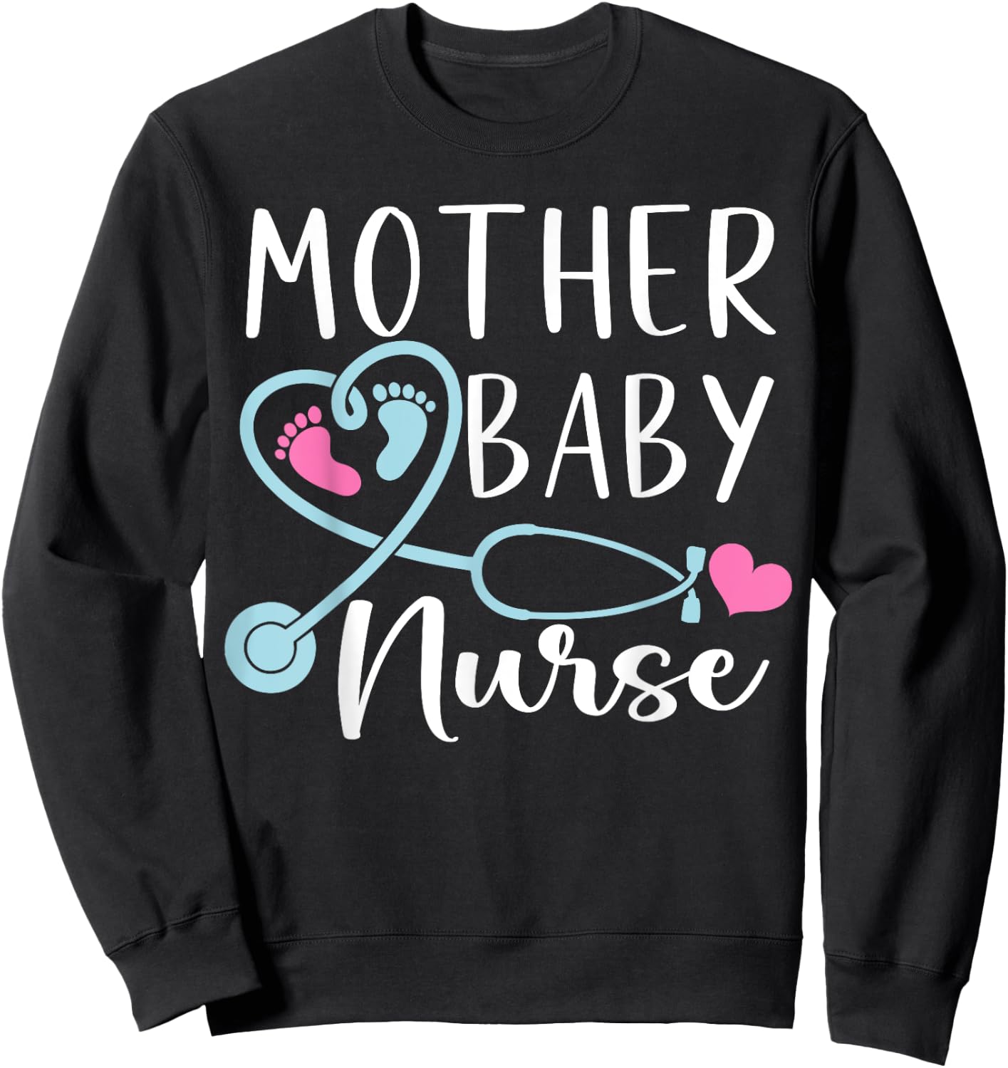 Postpartum Mother Baby Nurse Mom Baby Postpartum Nursing Sweatshirt - Sweatshirt | Black