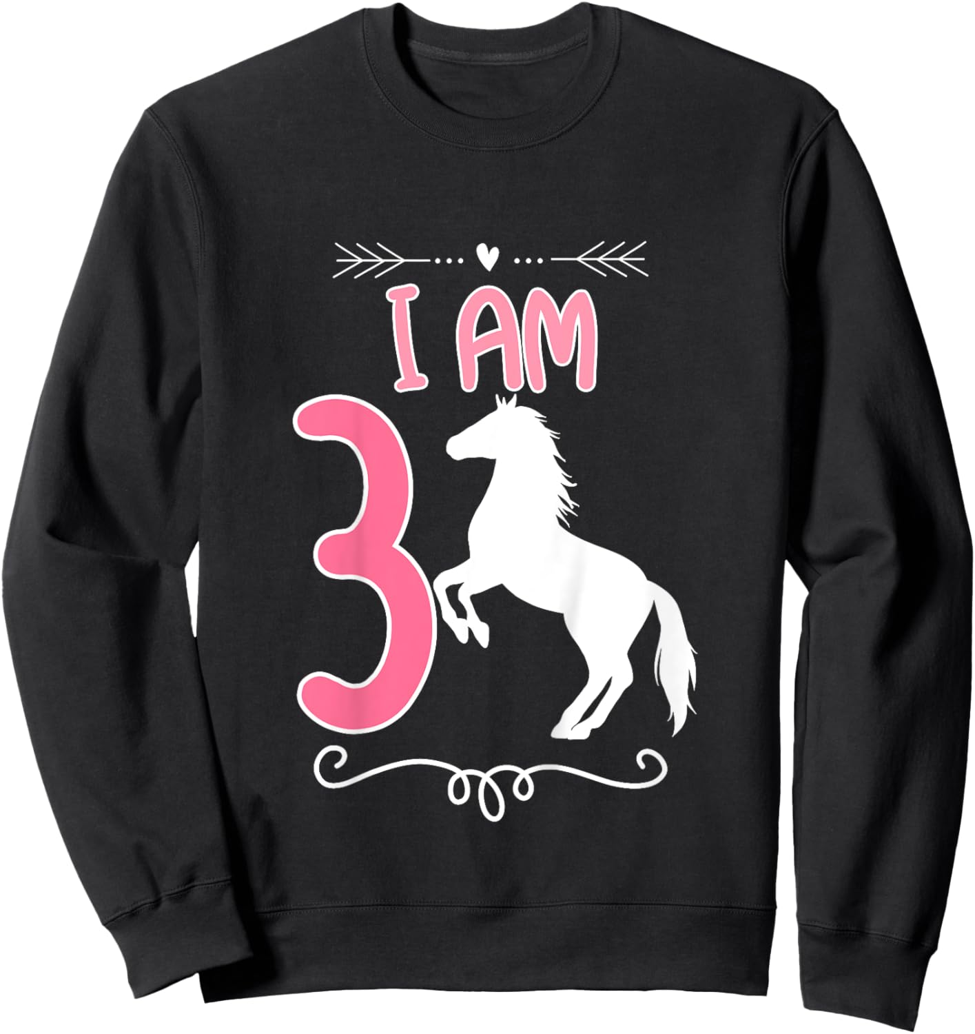 Horse Birthday Shirt 3 Years Old Birthday Outfit Girls Sweatshirt - Sweatshirt | Black