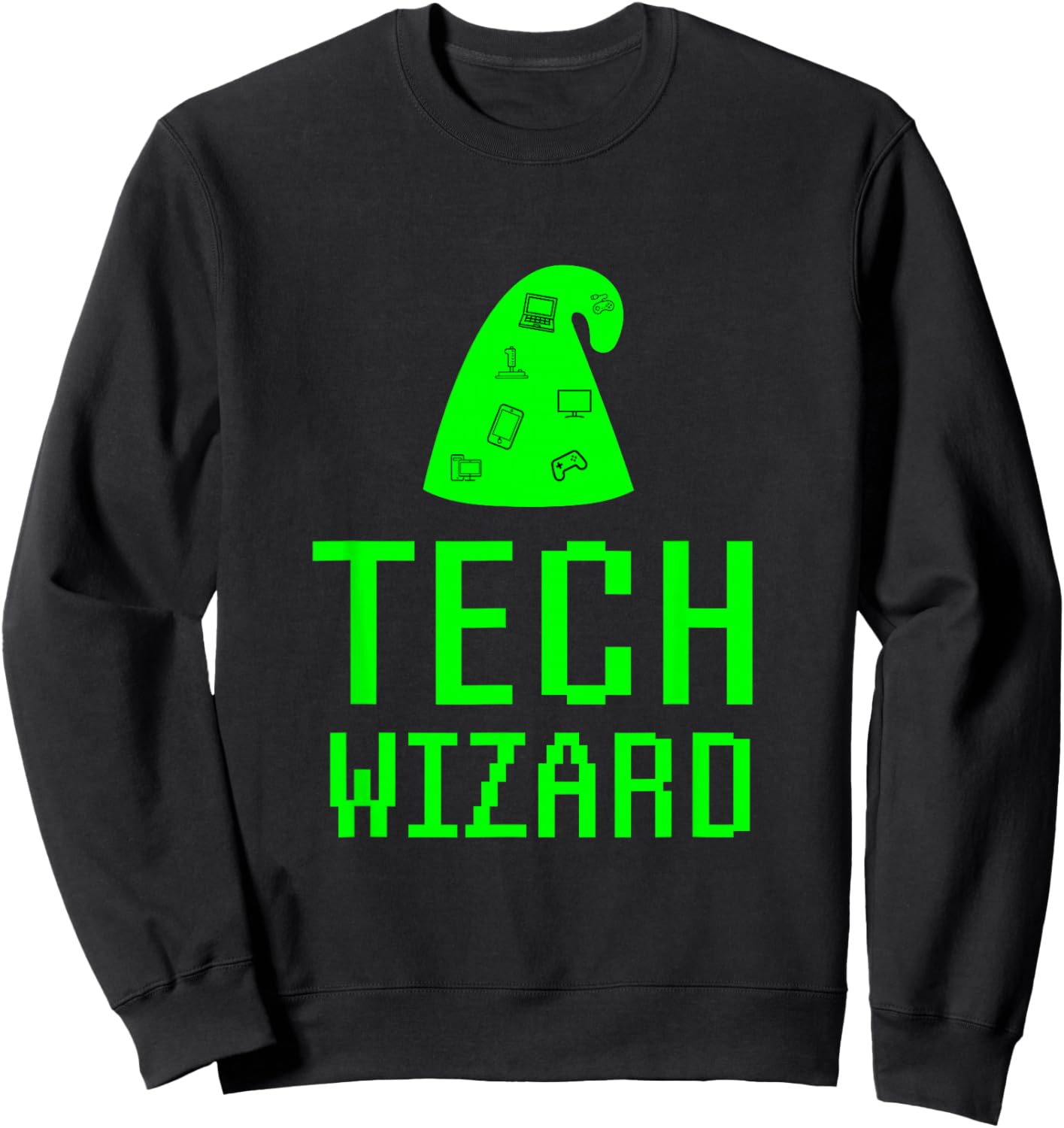 Tech Wizard Computer Geek Nerd Technology Support Saying Gag Sweatshirt - Sweatshirt | Black