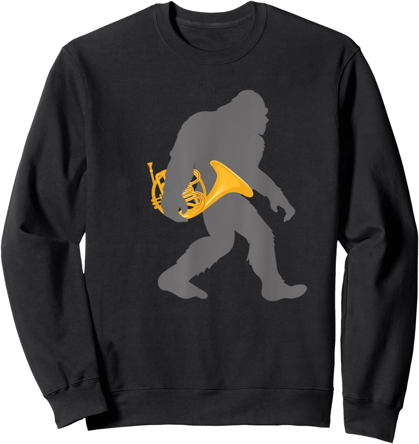 Funny Horn Player Bigfoot musician with French Horn Sweatshirt - Sweatshirt | Black