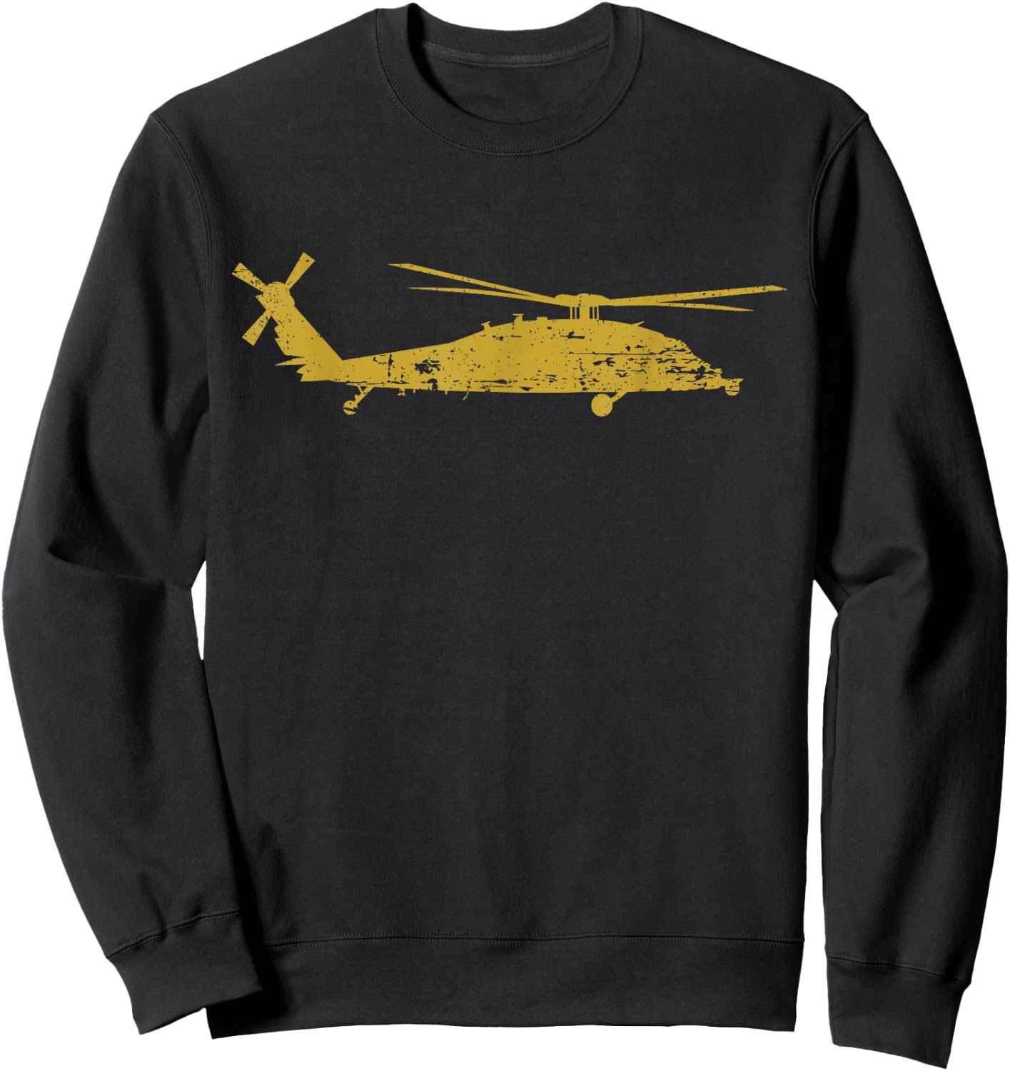 MH-60S Military Helicopter Silhouette Distressed Design Sweatshirt - Sweatshirt | Black