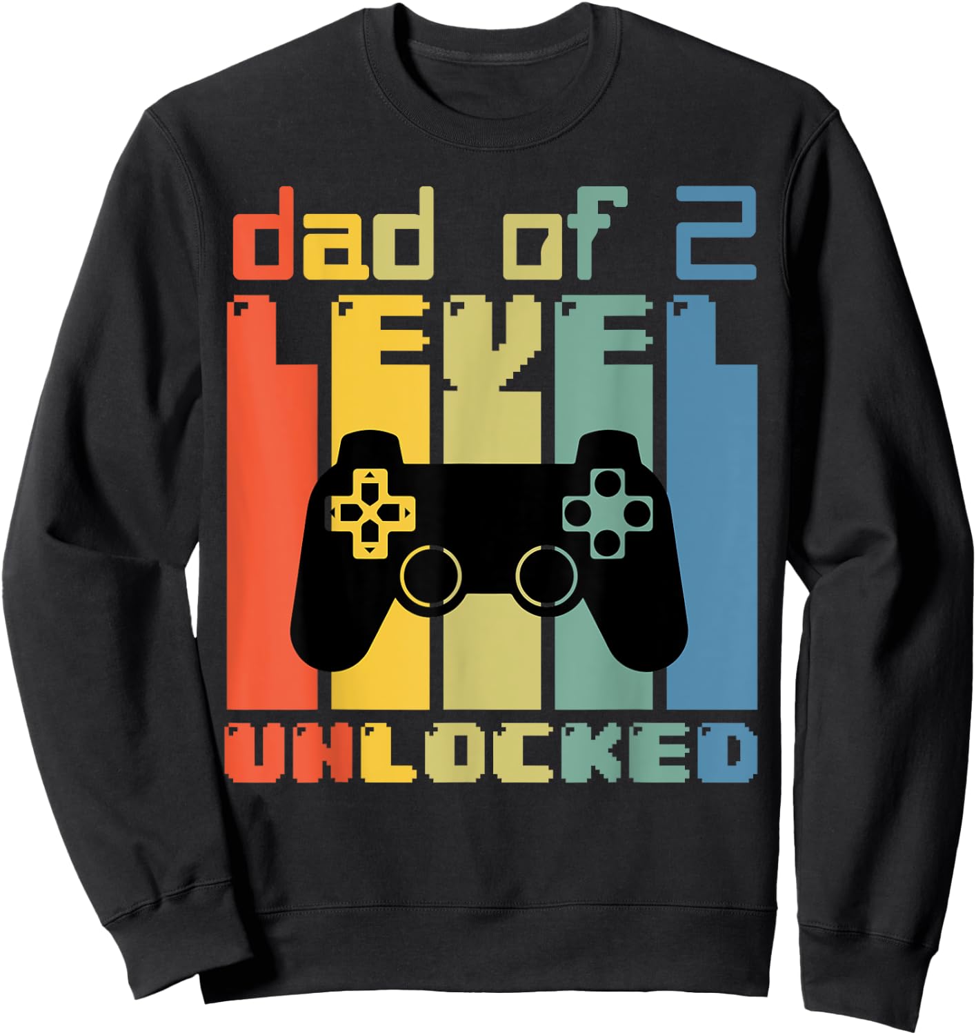 Daddy Again Leveled Up To Dad of 2 Dad Level Unlocked Gamer Sweatshirt - Sweatshirt | Black