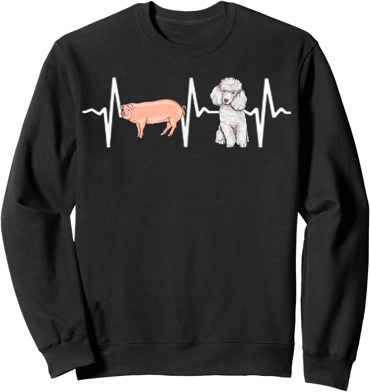 Pig Poodle Heartbeat Dog Lover Sweatshirt - Sweatshirt | Black