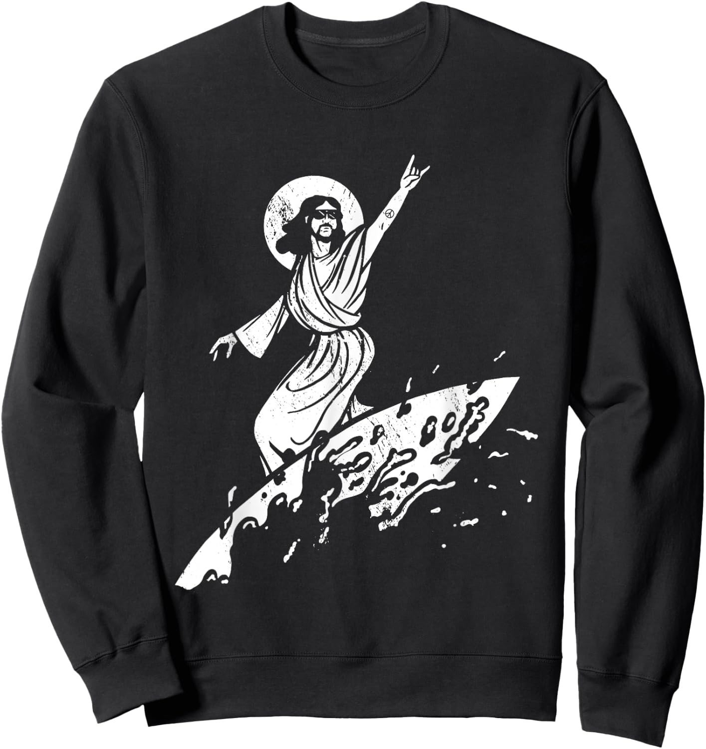 Surfer Jesus Christ Surfing Summer Surfboard Religious Women Sweatshirt - Sweatshirt | Black