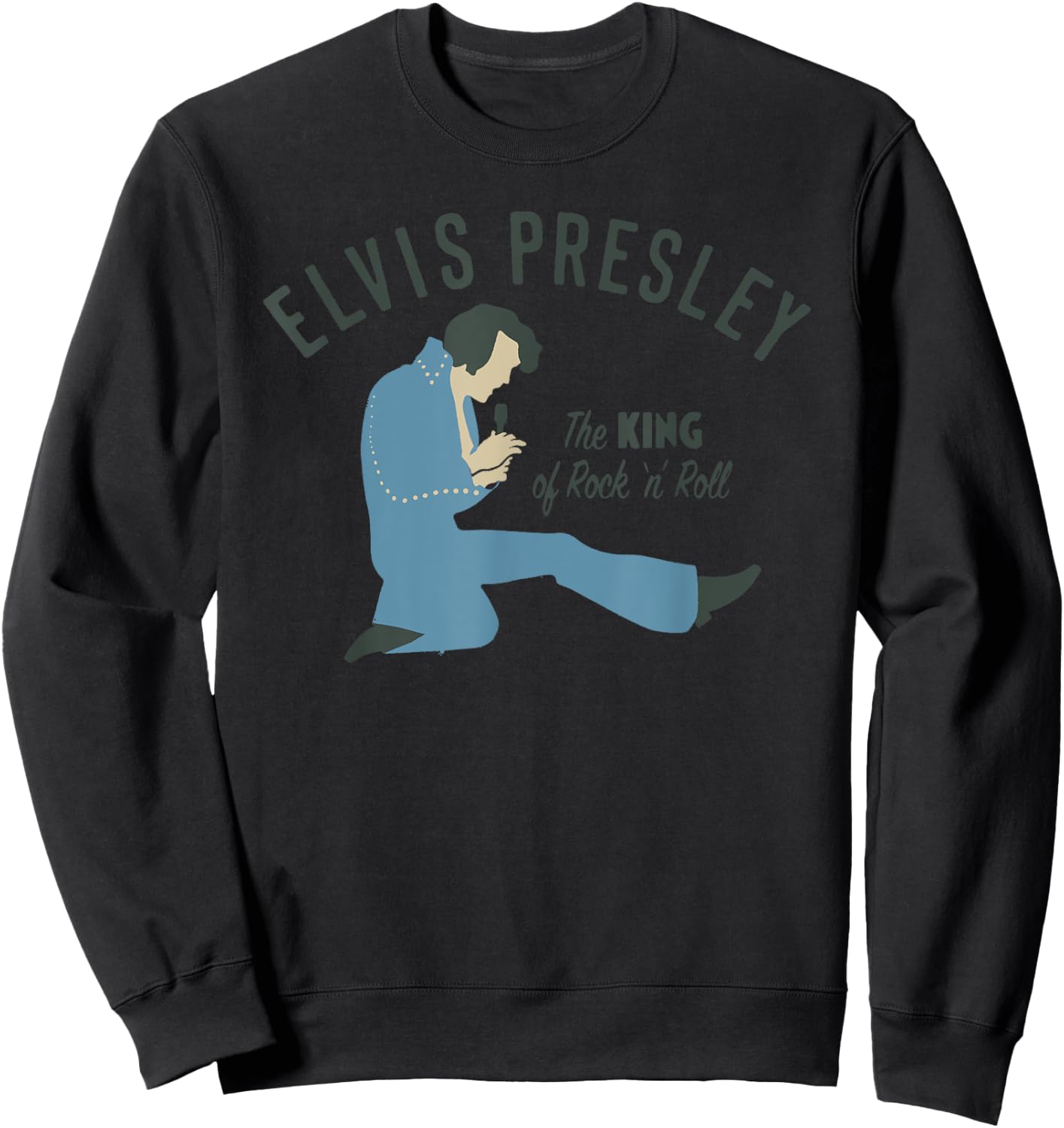 Elvis Presley Official Elvis King Illustration Sweatshirt - Sweatshirt | Black