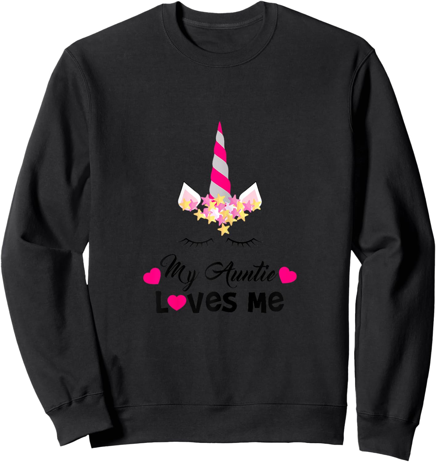 My Auntie Loves Me, Unicorn Niece Family Love Graphic Sweatshirt - Sweatshirt | Black