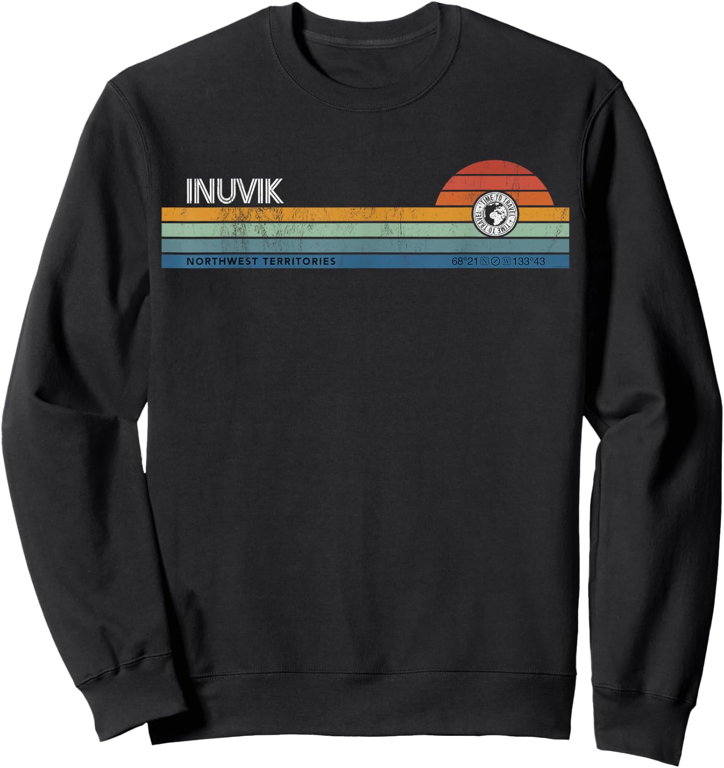 Inuvik Northwest Territories Canada Retro Sunset Rainbow Sweatshirt - Sweatshirt | Black