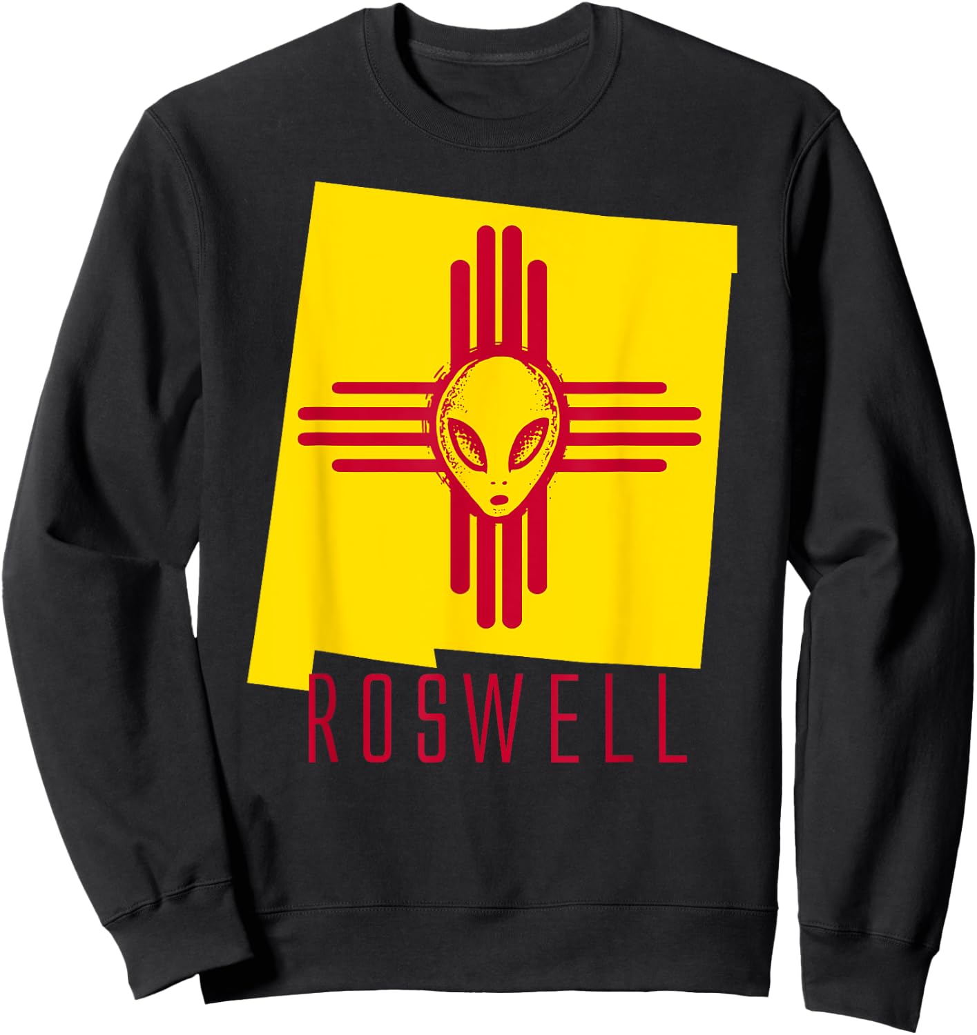 Roswell, New Mexico Flag Space Aliens NM Science Fiction Sweatshirt - Sweatshirt | Black