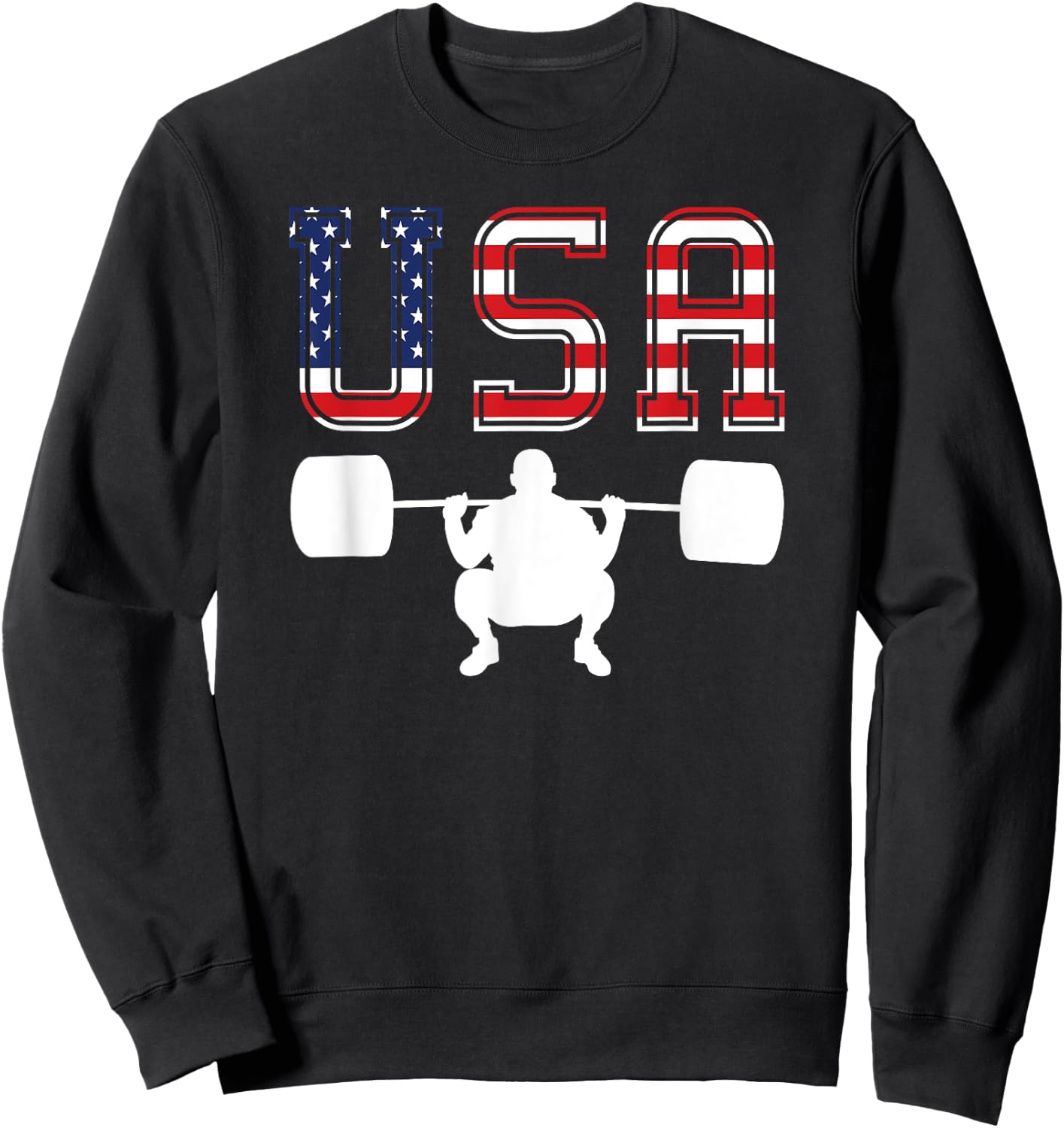 American Flag USA Weightlifting Sport Gift Sweatshirt - Sweatshirt | Black