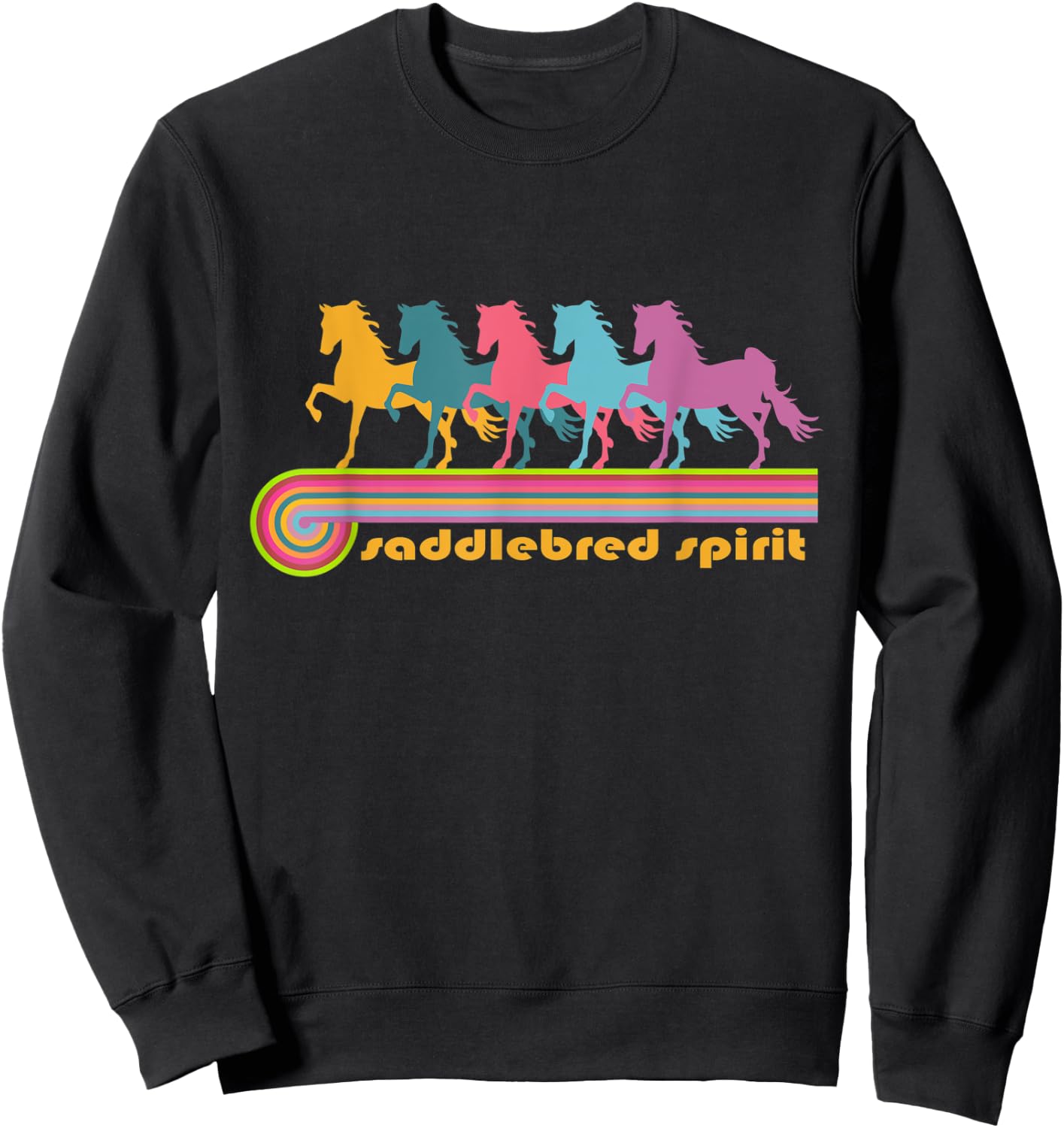 Saddlebred Spirit | NickerStickers Retro Saddlebred Horses Sweatshirt - Sweatshirt | Black