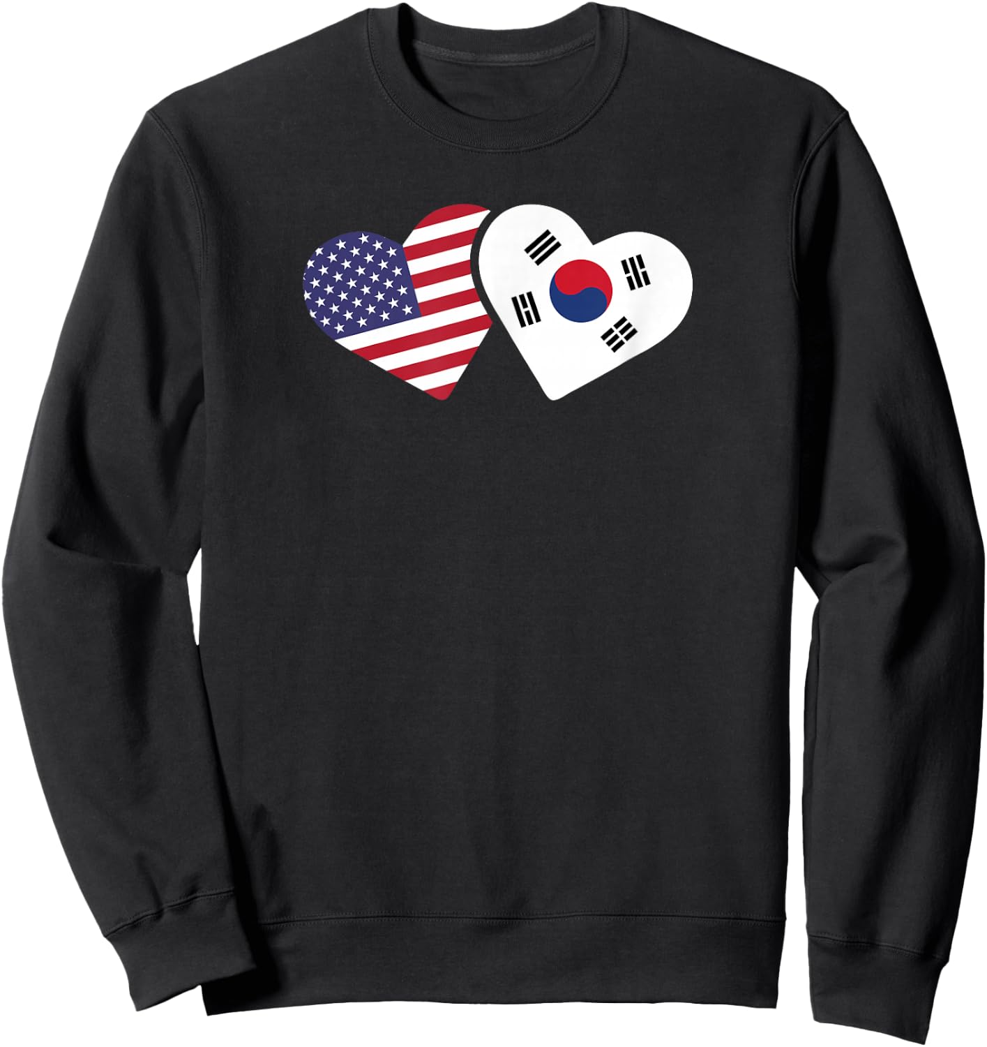 South Korea USA Flag Shirt Heart Korean American Love Gift Sweatshirt - Sweatshirt | Black